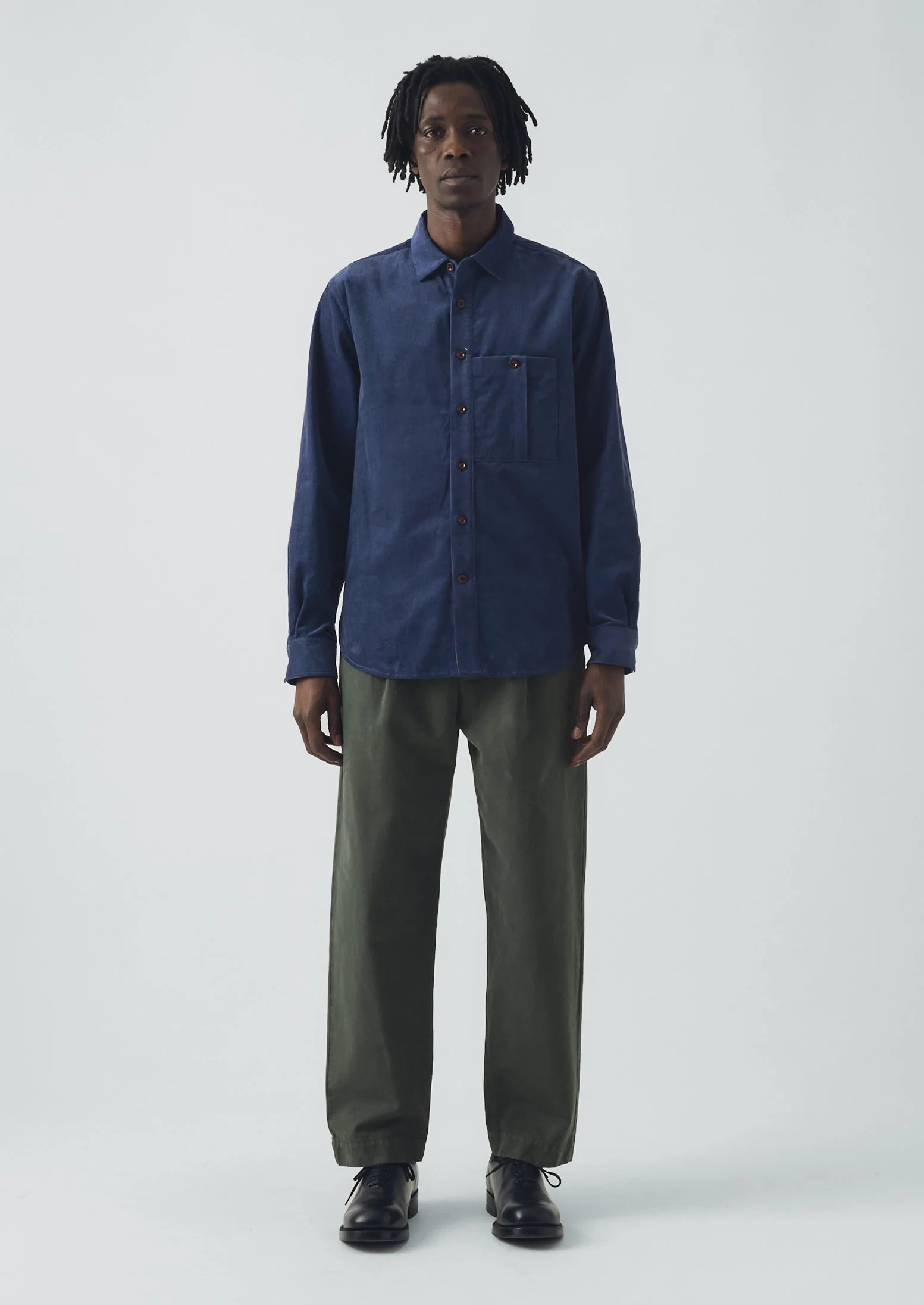 Organic Cord Workwear Shirt | Denim Blue - Image 3