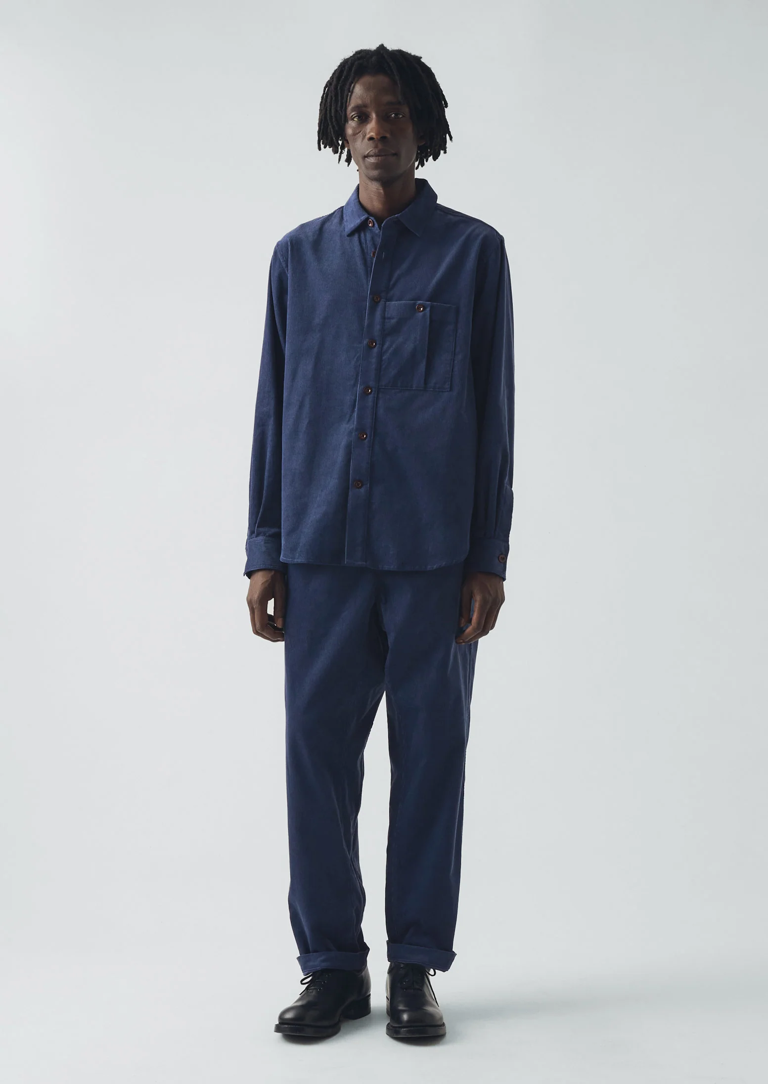 Organic Cord Workwear Shirt | Denim Blue - Image 6