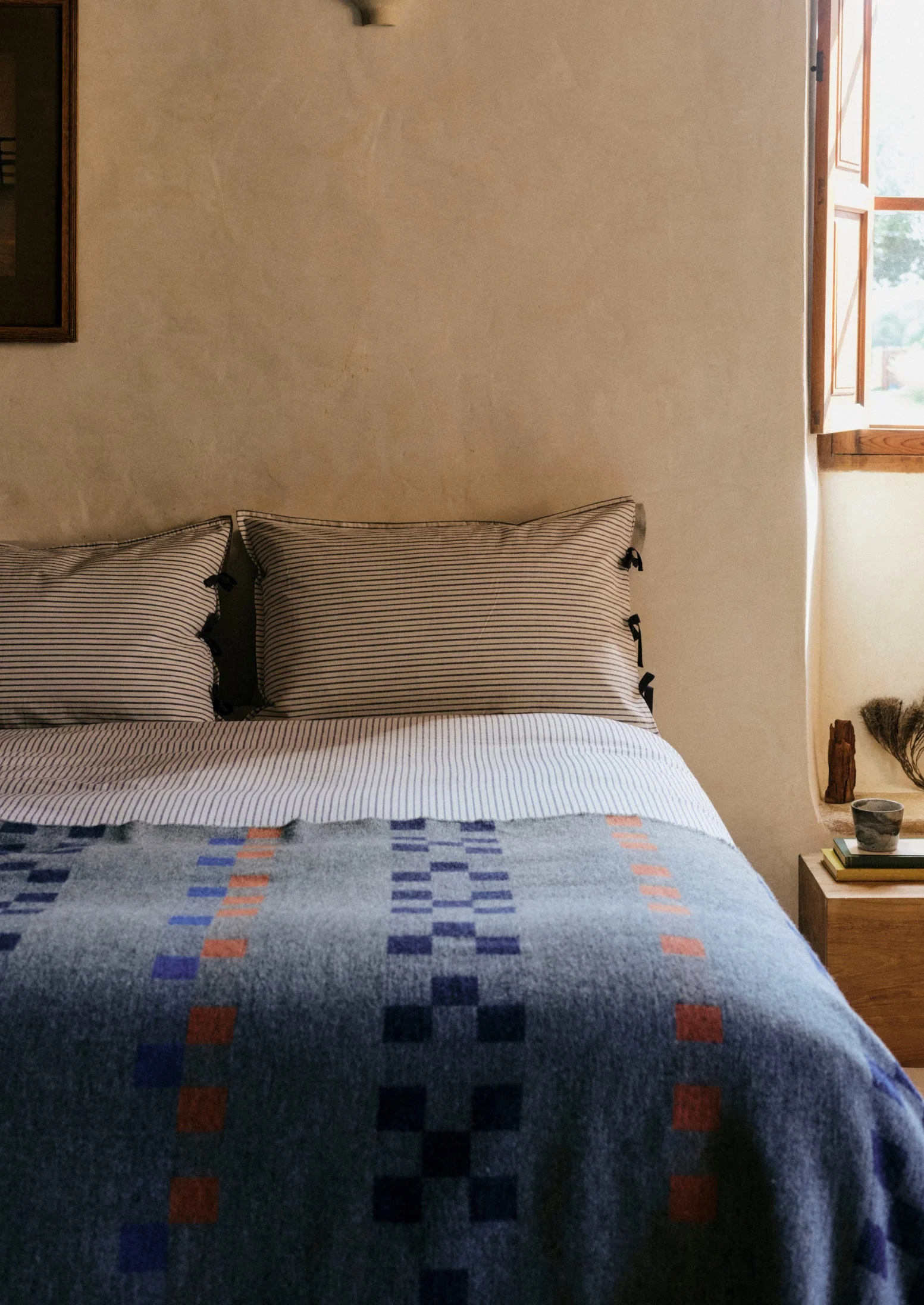 Pyjama Stripe Cotton Duvet Cover | Navy/Ecru - Image 3