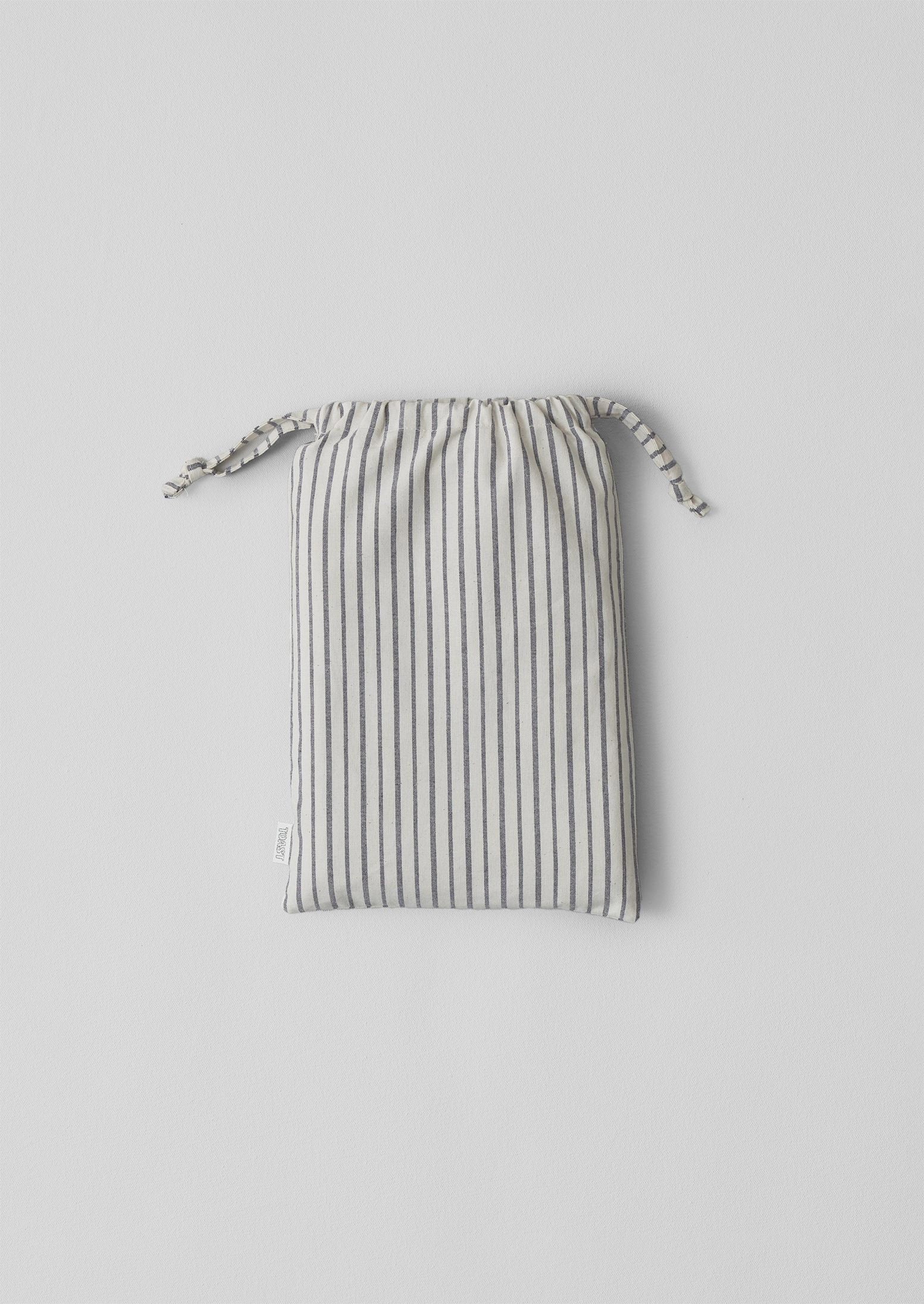 Pyjama Stripe Cotton Housewife Pillowcase | Navy/Ecru - Image 5