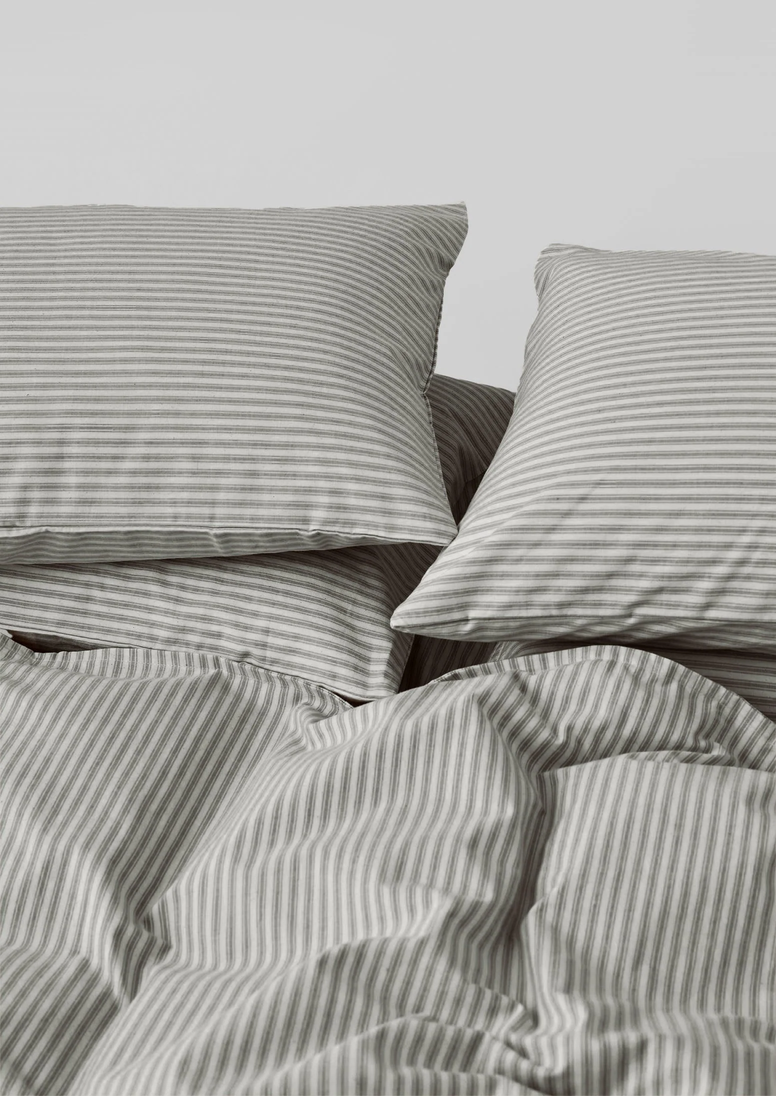 Ticking Stripe Cotton Housewife Pillowcase | Ecru/Graphite - Image 4