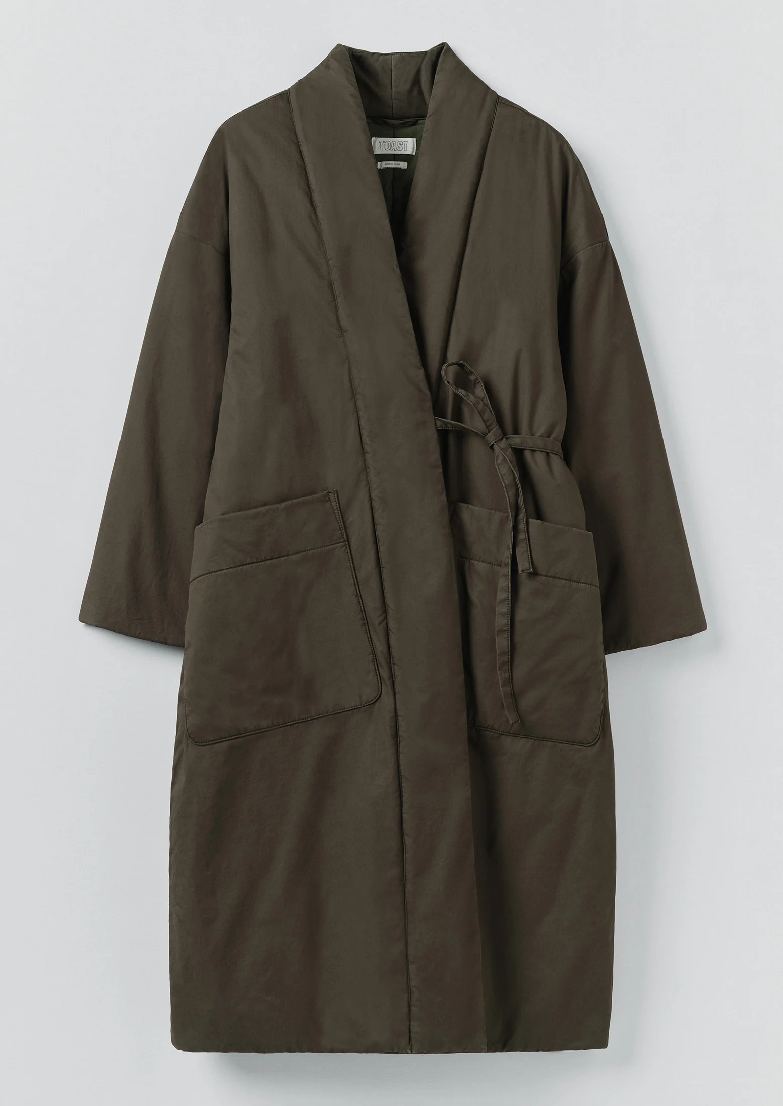 Padded Cotton Wrap Coat | Iron Green