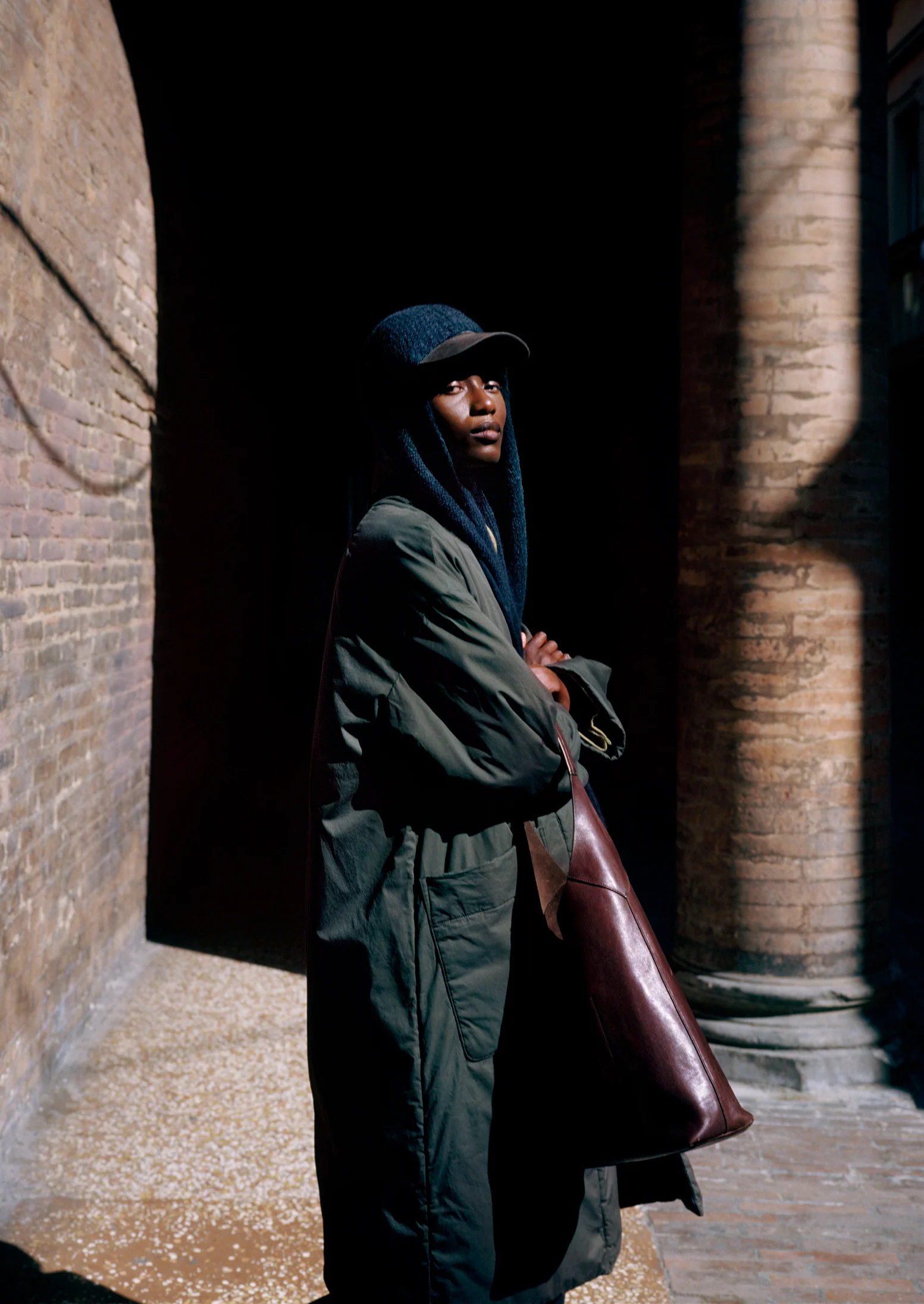 Padded Cotton Wrap Coat | Iron Green - Image 4