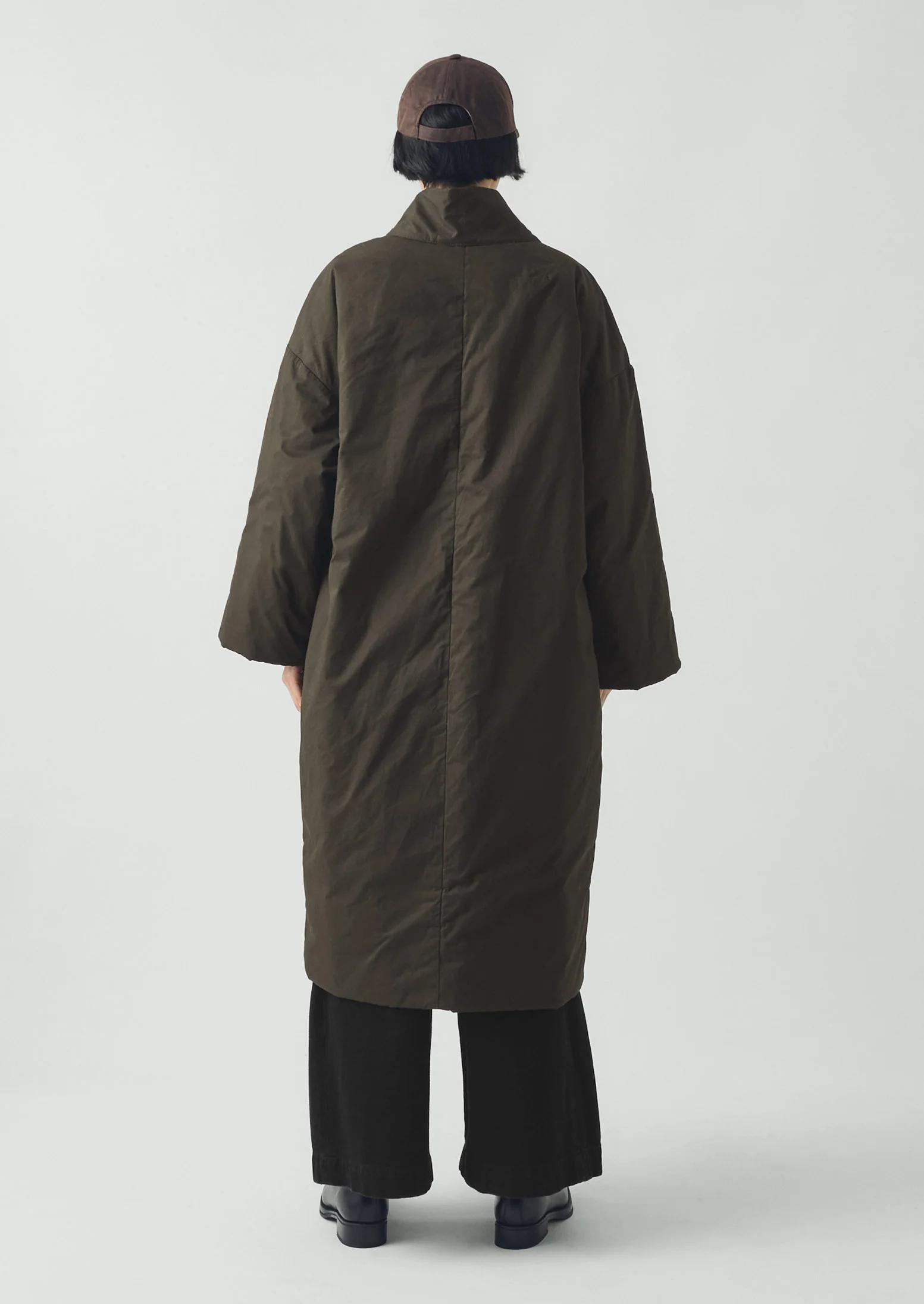 Padded Cotton Wrap Coat | Iron Green - Image 7