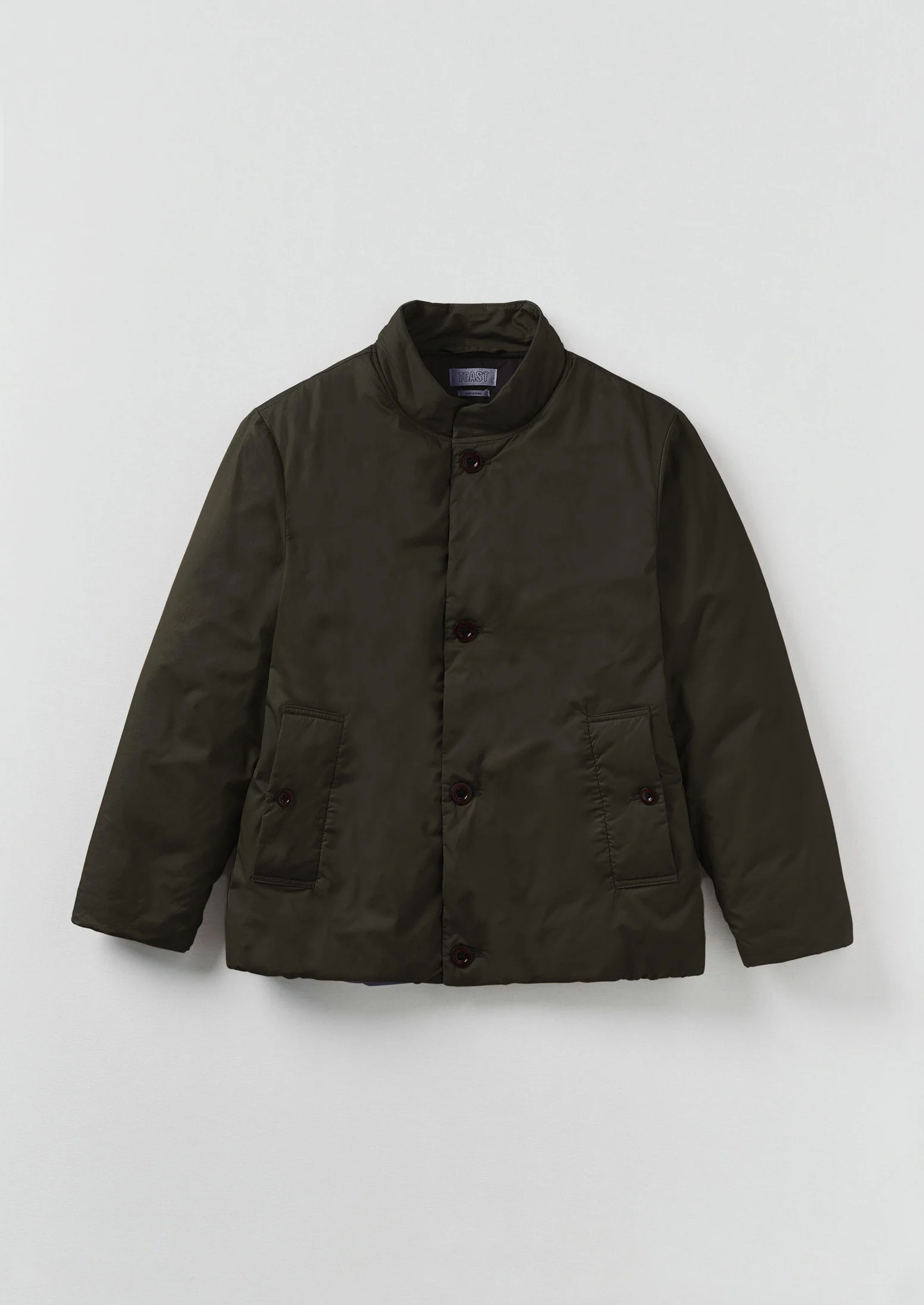 Padded Stand Collar Jacket | Iron Green