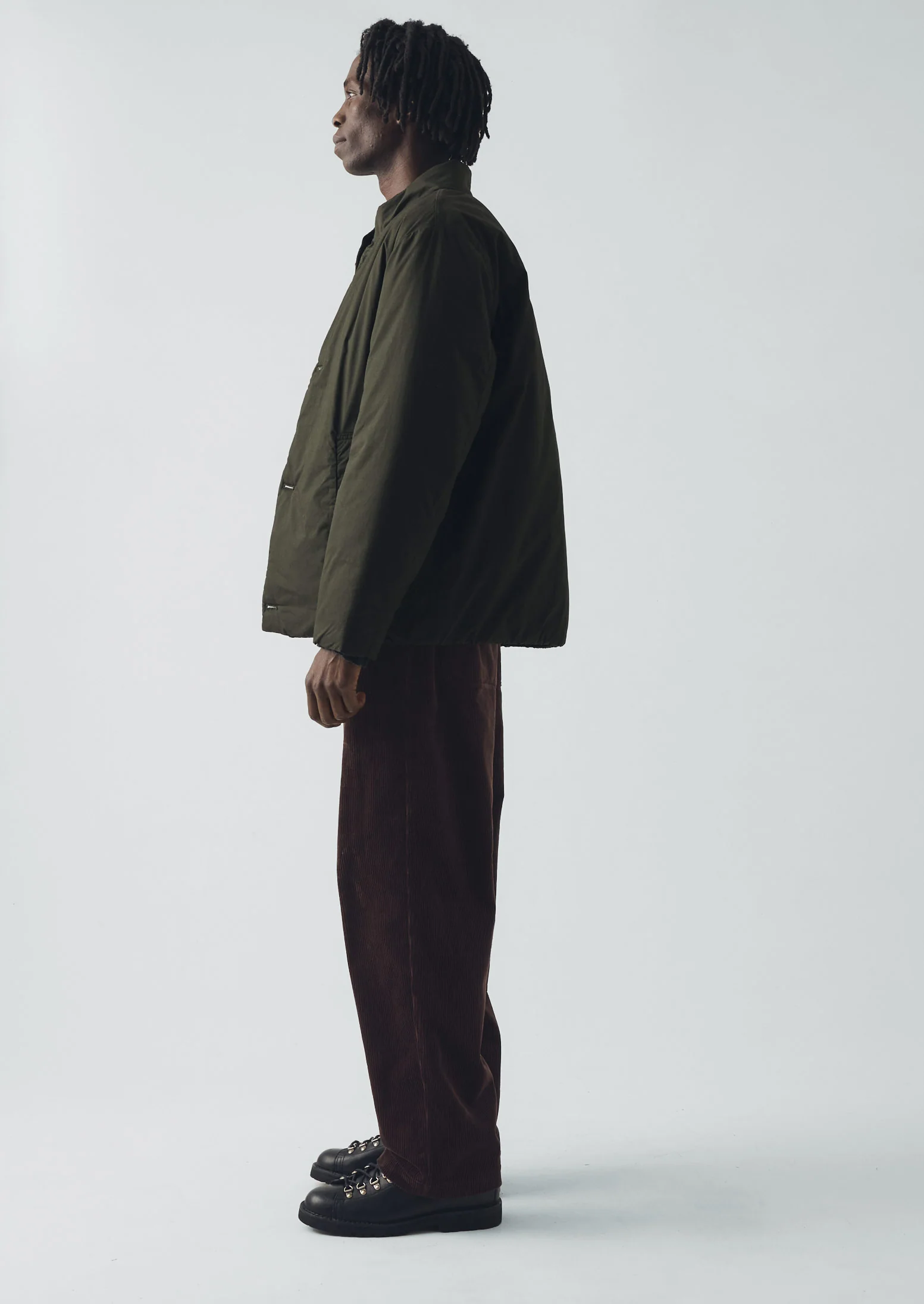 Padded Stand Collar Jacket | Iron Green - Image 3