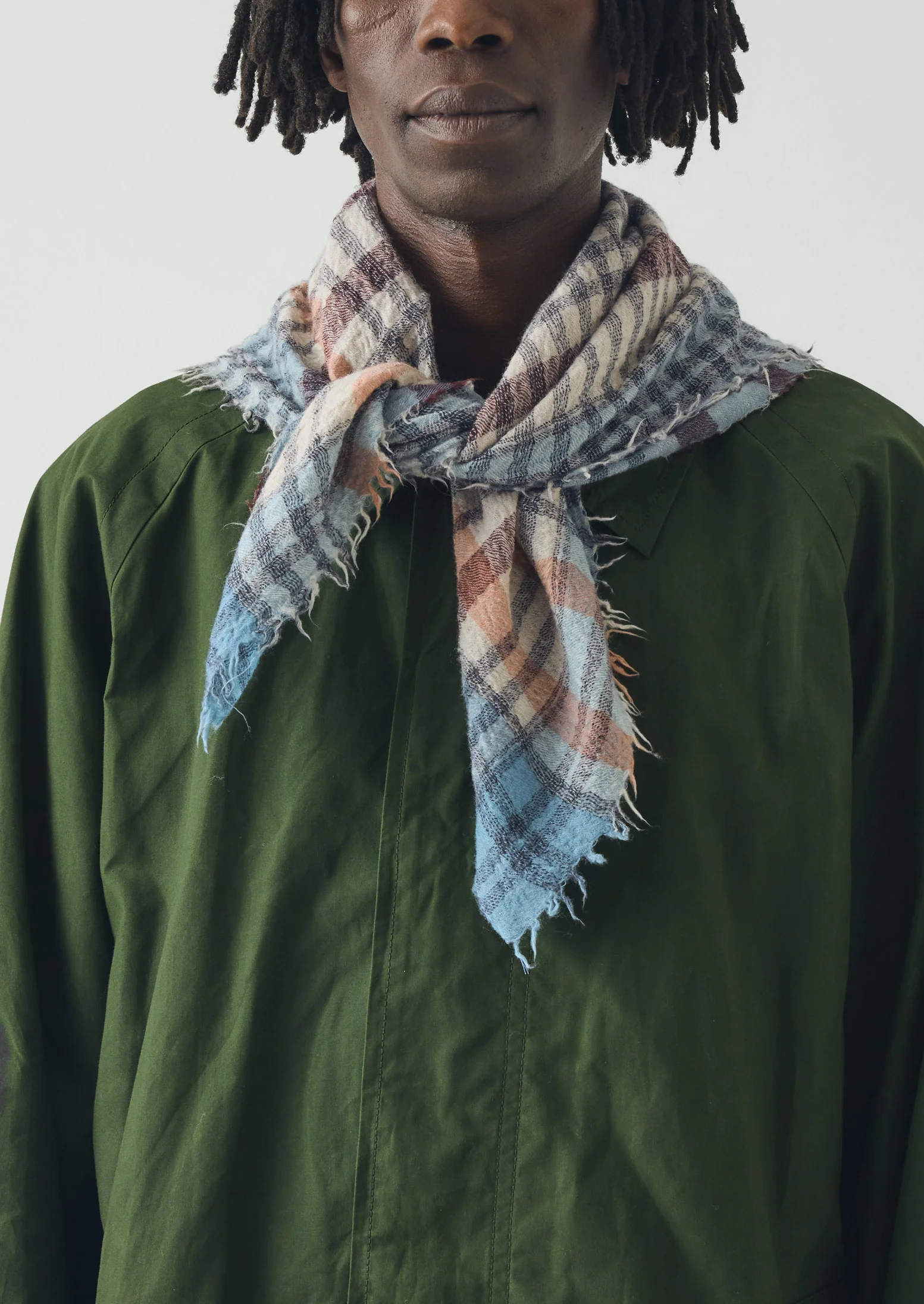 Pantry Check Boiled Wool Scarf | Pale Stone - Image 2