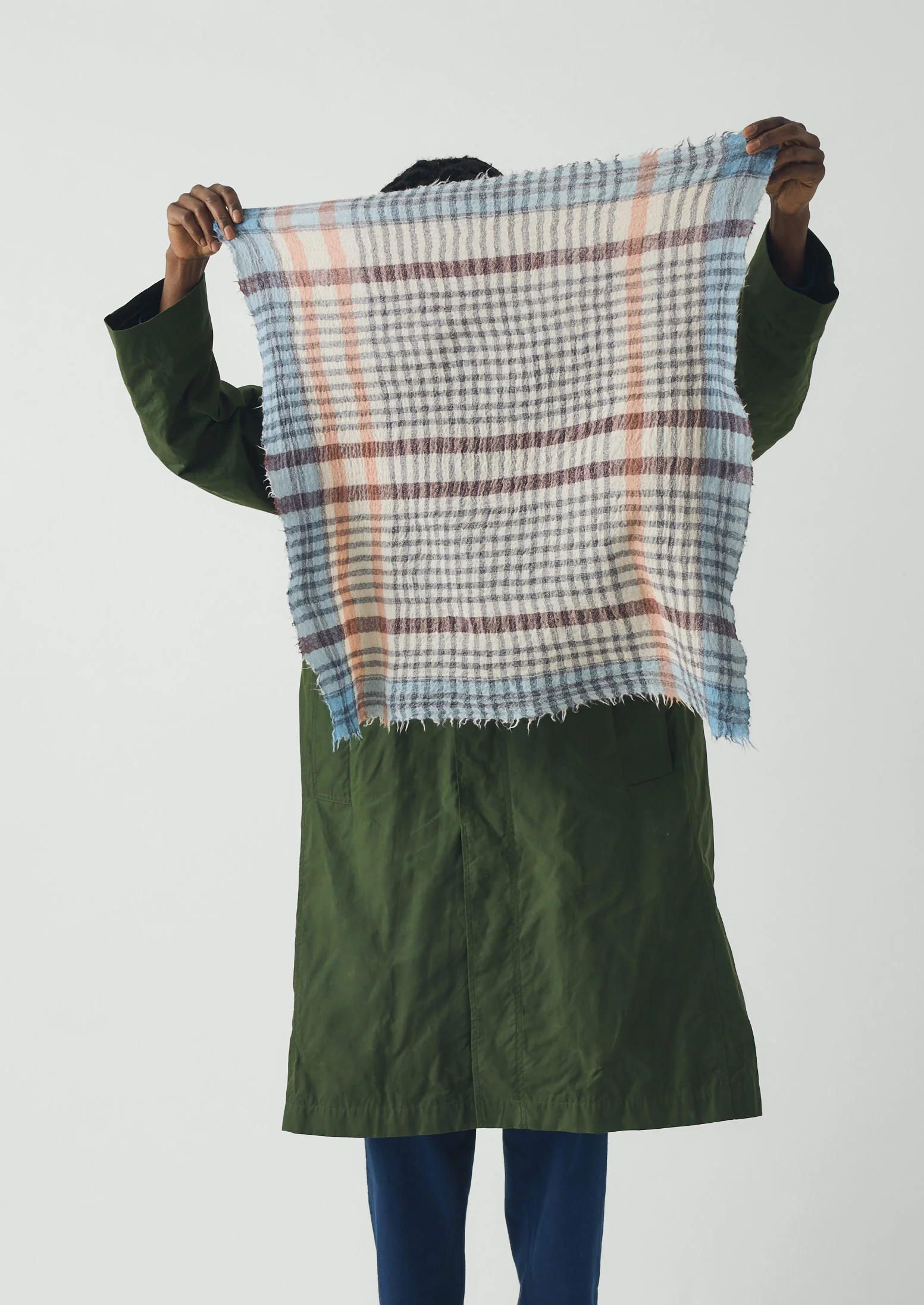 Pantry Check Boiled Wool Scarf | Pale Stone - Image 6