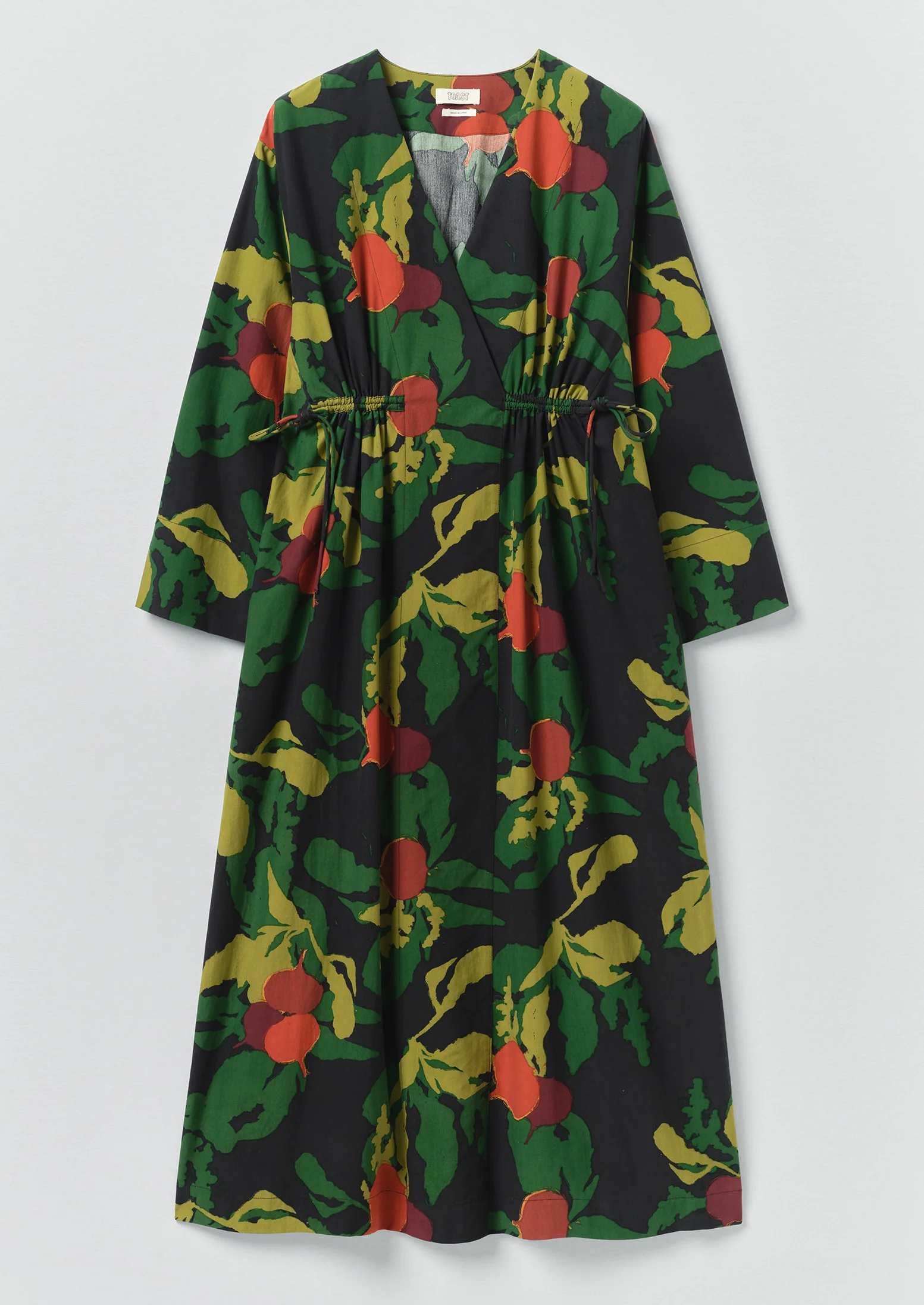 Produce Print Silk Cotton Dress | Slate
