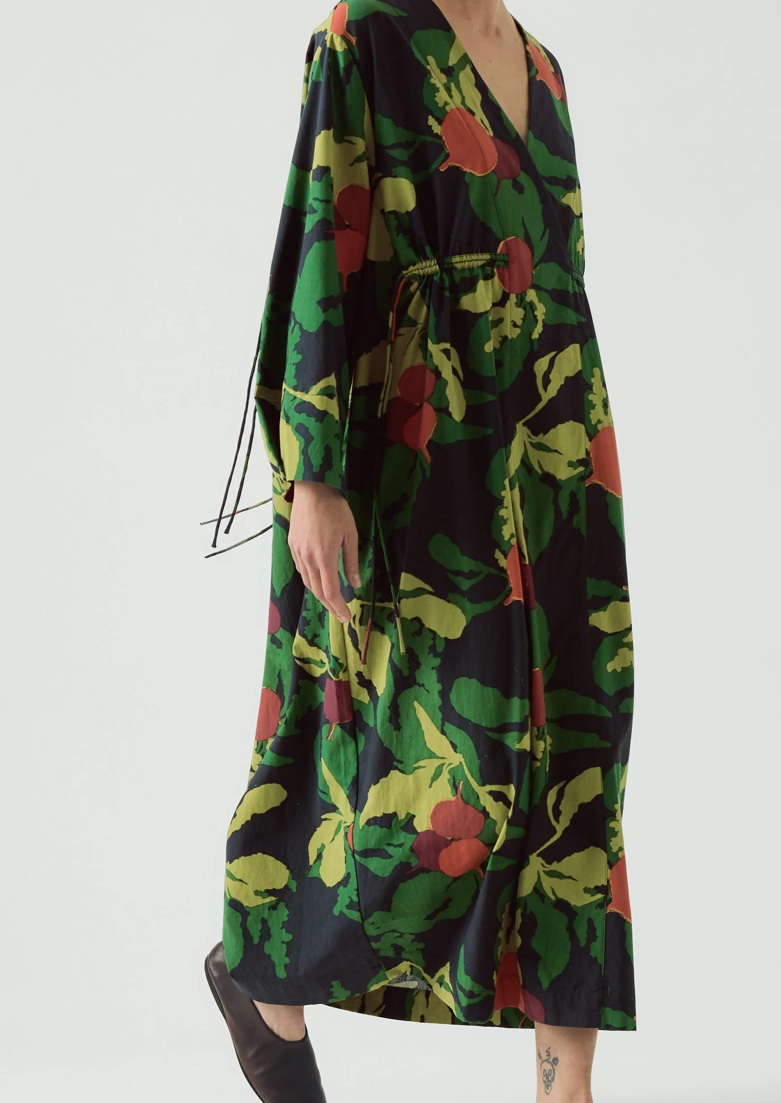 Produce Print Silk Cotton Dress | Slate - Image 2