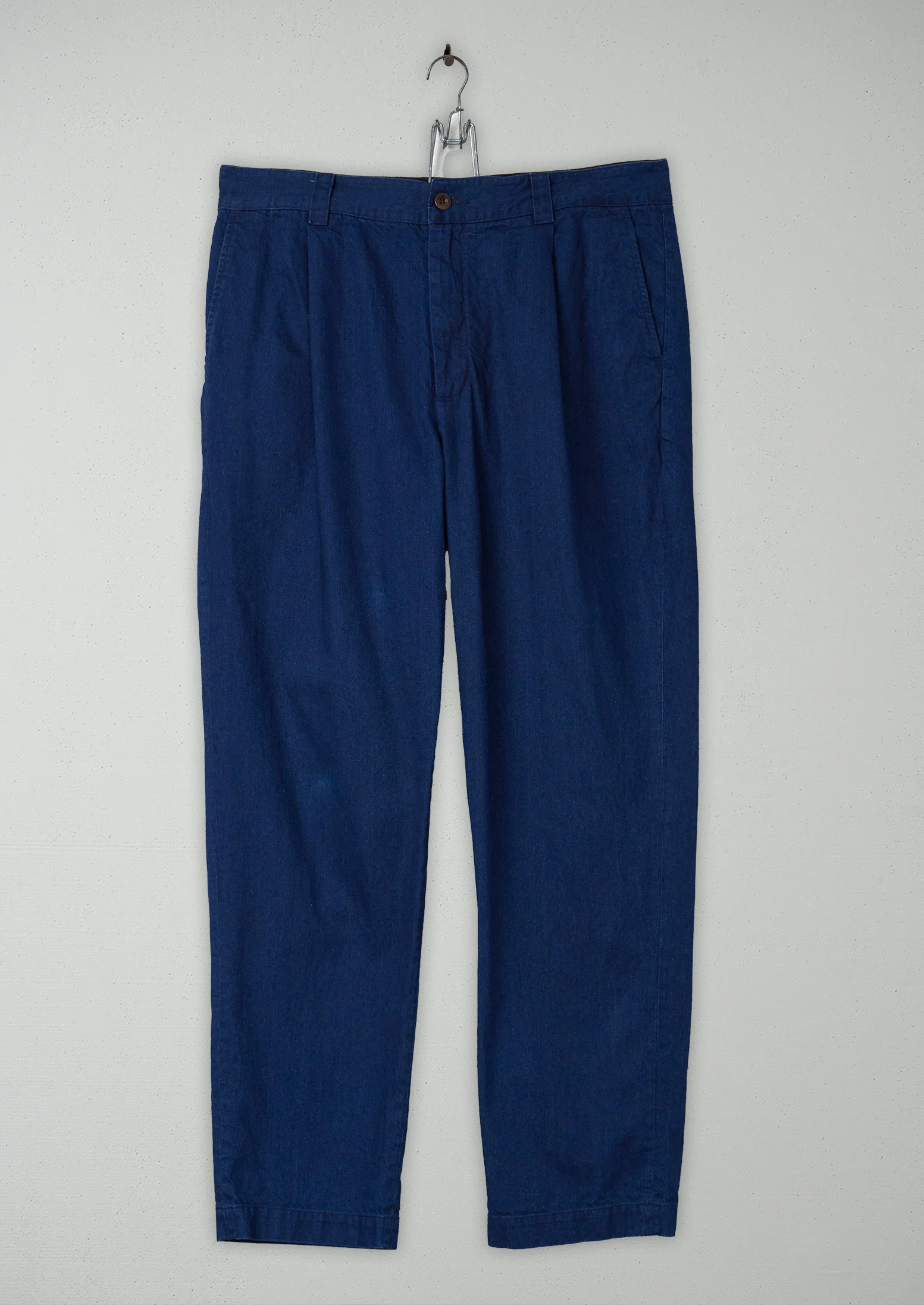 Reworn Mens Pleat Trousers Size S (051) | Indigo