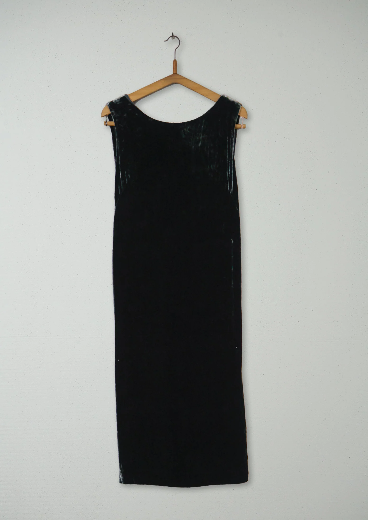 Reworn Silk Velvet V Back Dress Size 8 (1373) | Green Black