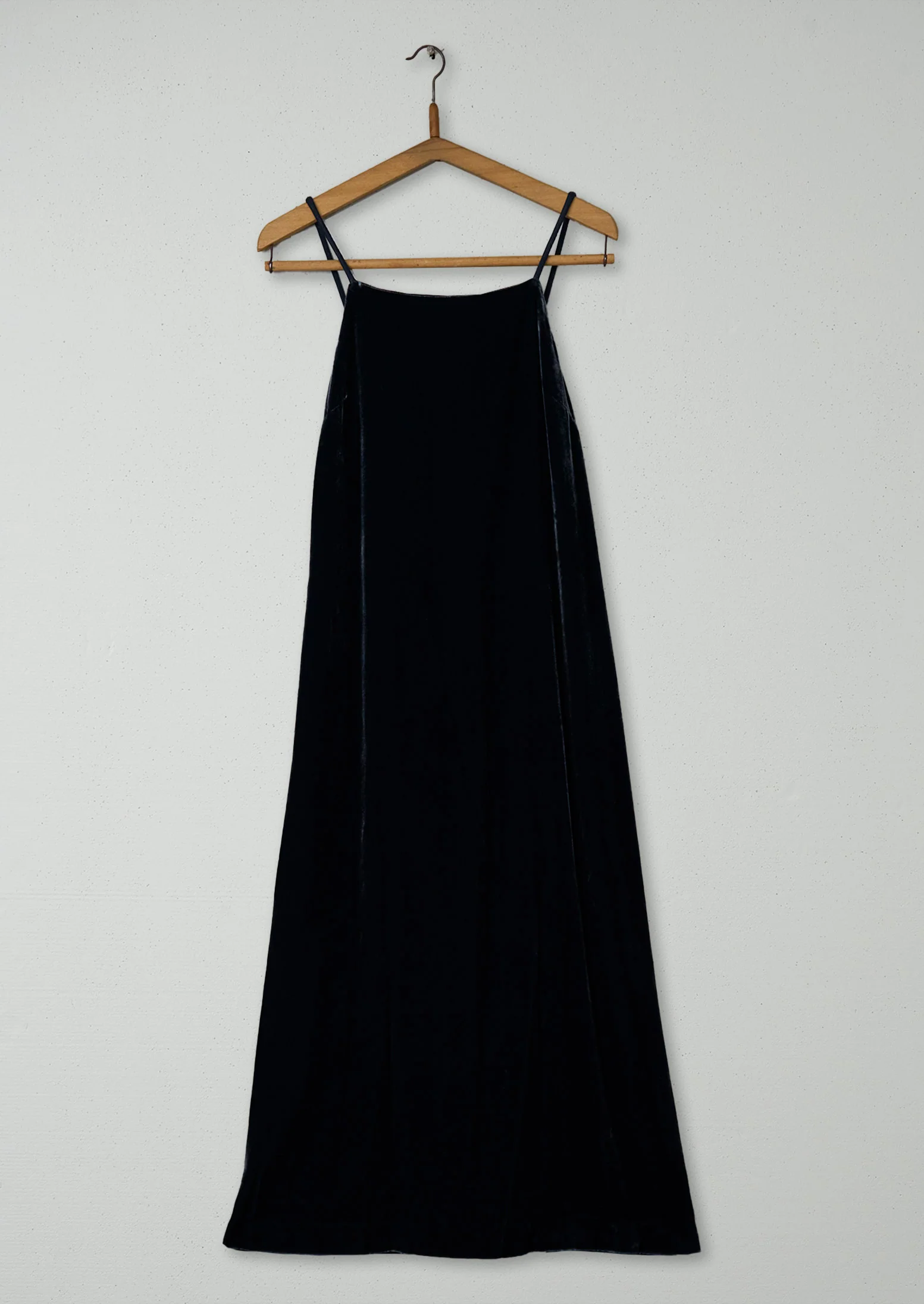 Reworn Square Neck Silk Velvet Dress Size 6 (1453) | Obsidian