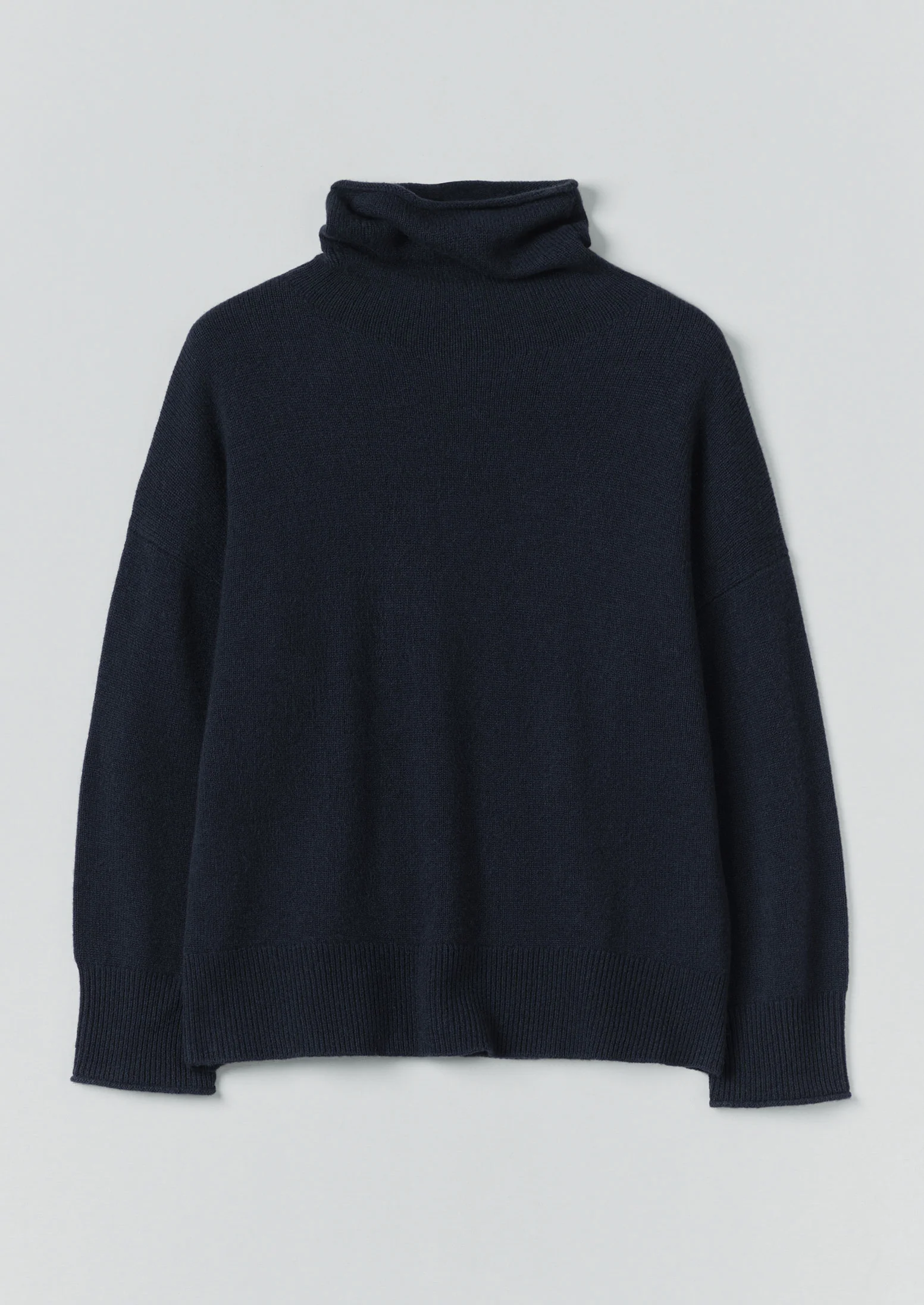 Roll Neck Wool Cashmere Sweater | Ink Blue