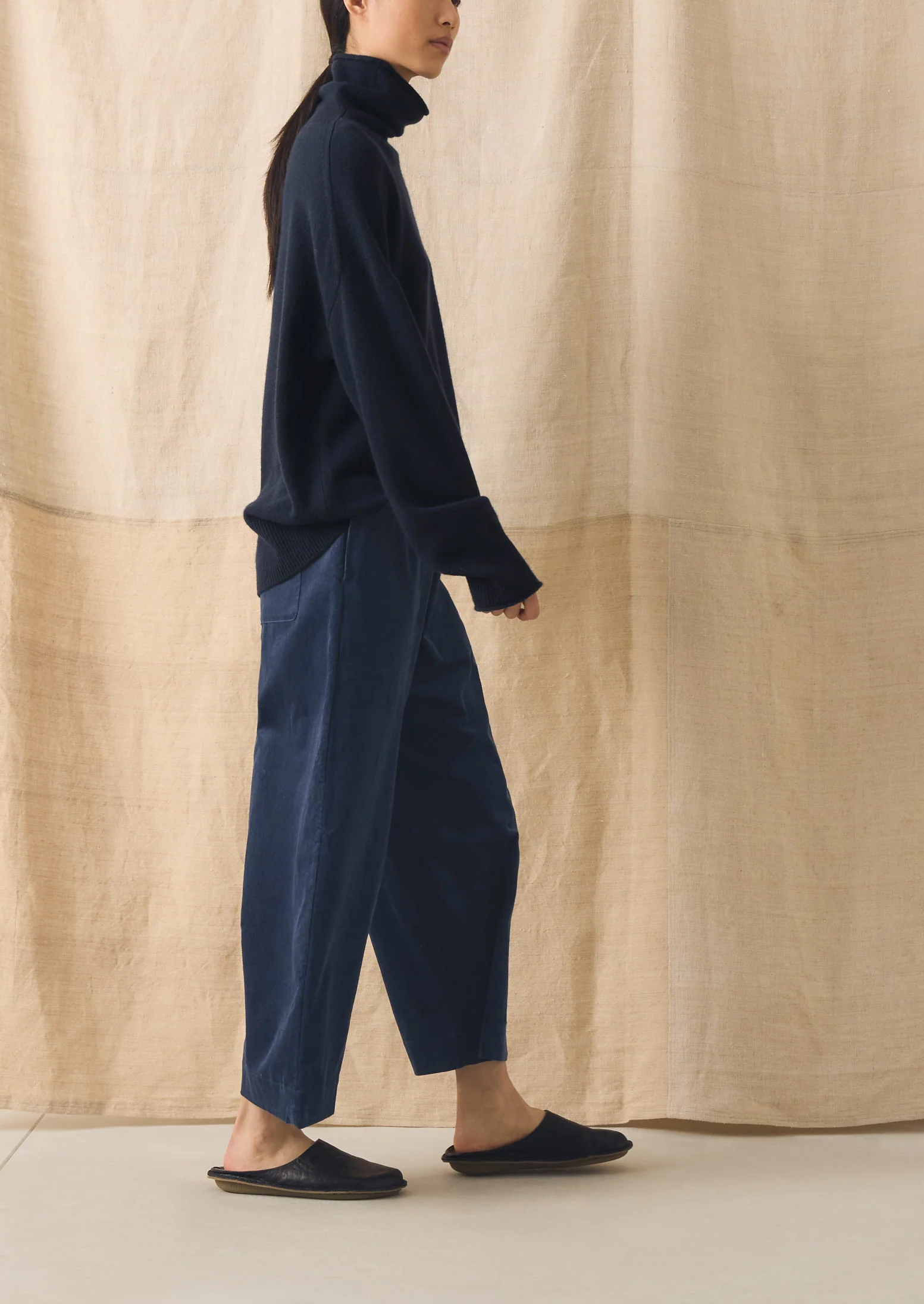 Roll Neck Wool Cashmere Sweater | Ink Blue - Image 4
