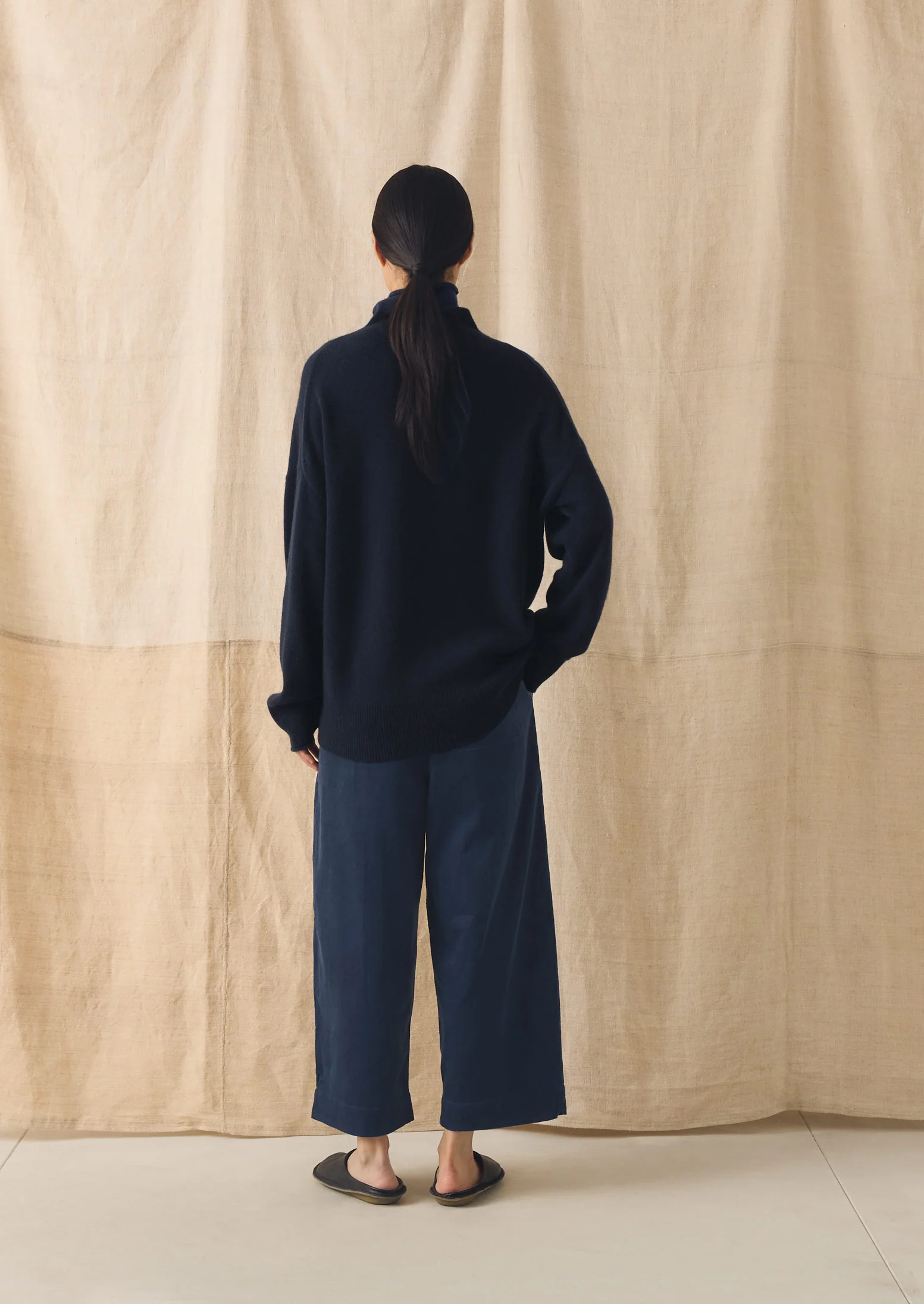 Roll Neck Wool Cashmere Sweater | Ink Blue - Image 5