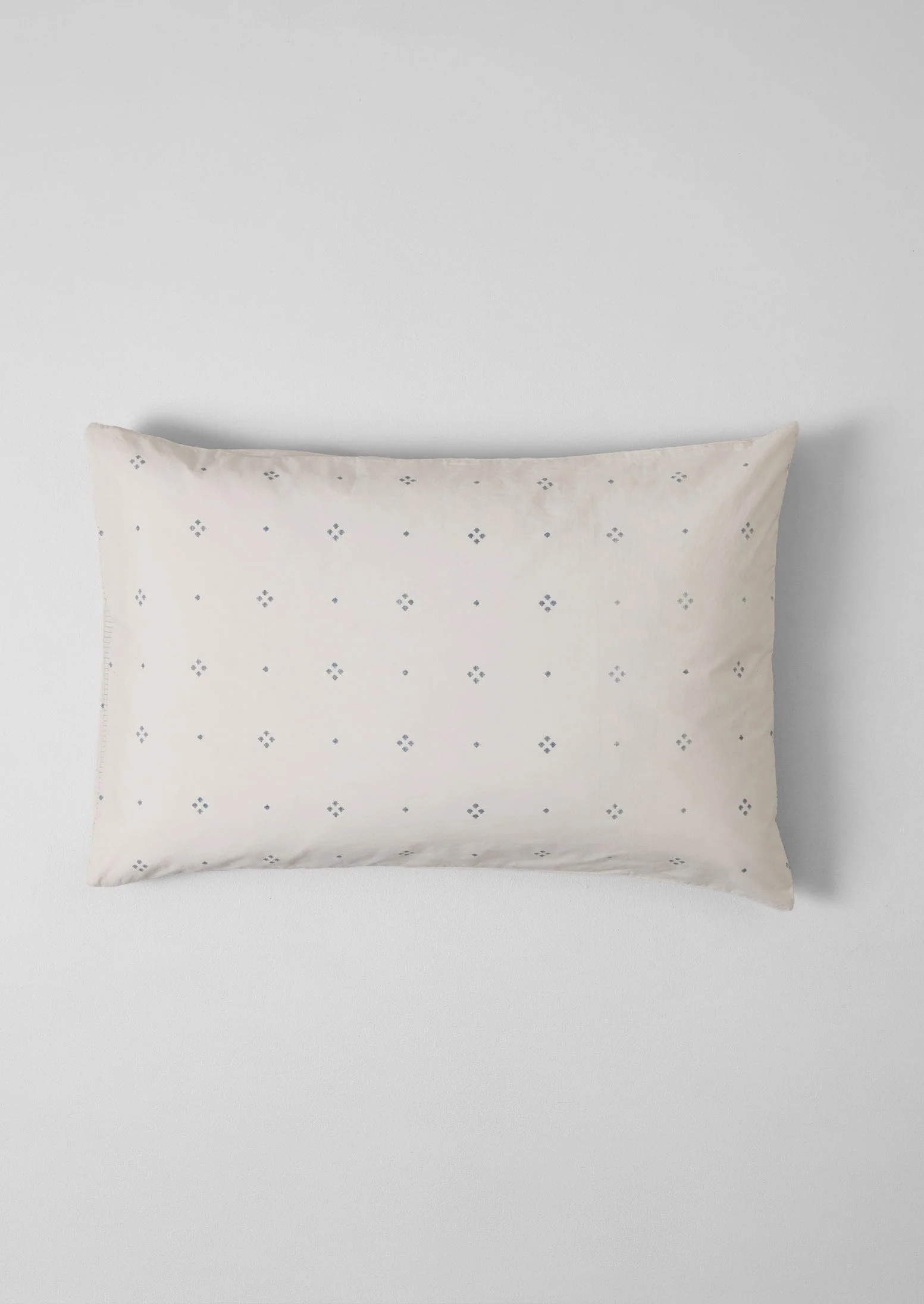 Rowan Print Cotton Poplin Housewife Pillowcase Set | Ecru/Soft Blue