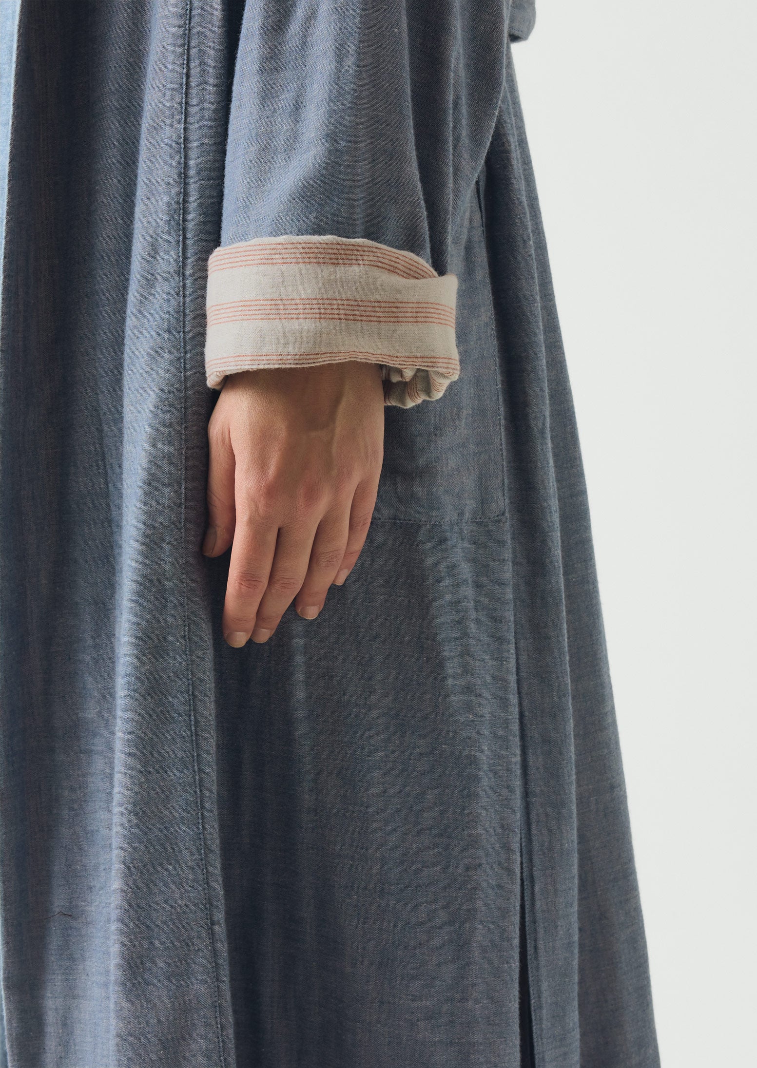 Soft Double Faced Cotton Gown | Blue Chambray - Image 5