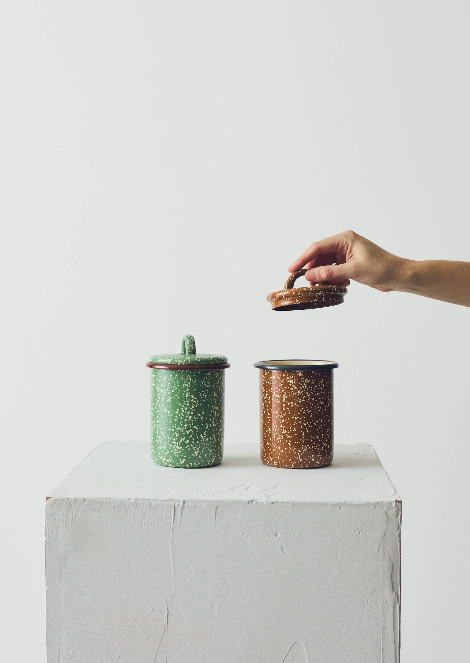 Speckle Enamel Storage Jar | Mint/Cream - Image 3