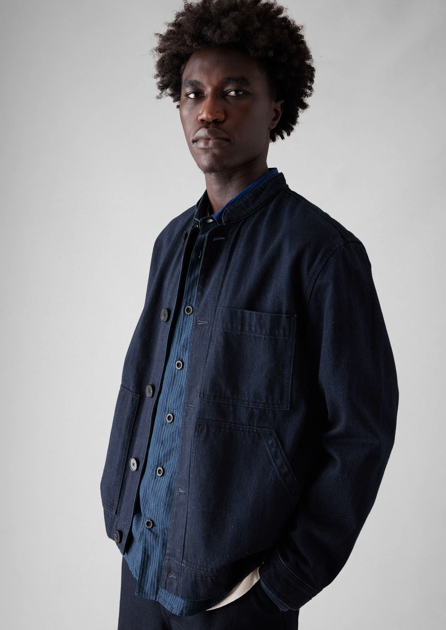 Stand Collar Japanese Denim Jacket | Indigo - Image 4