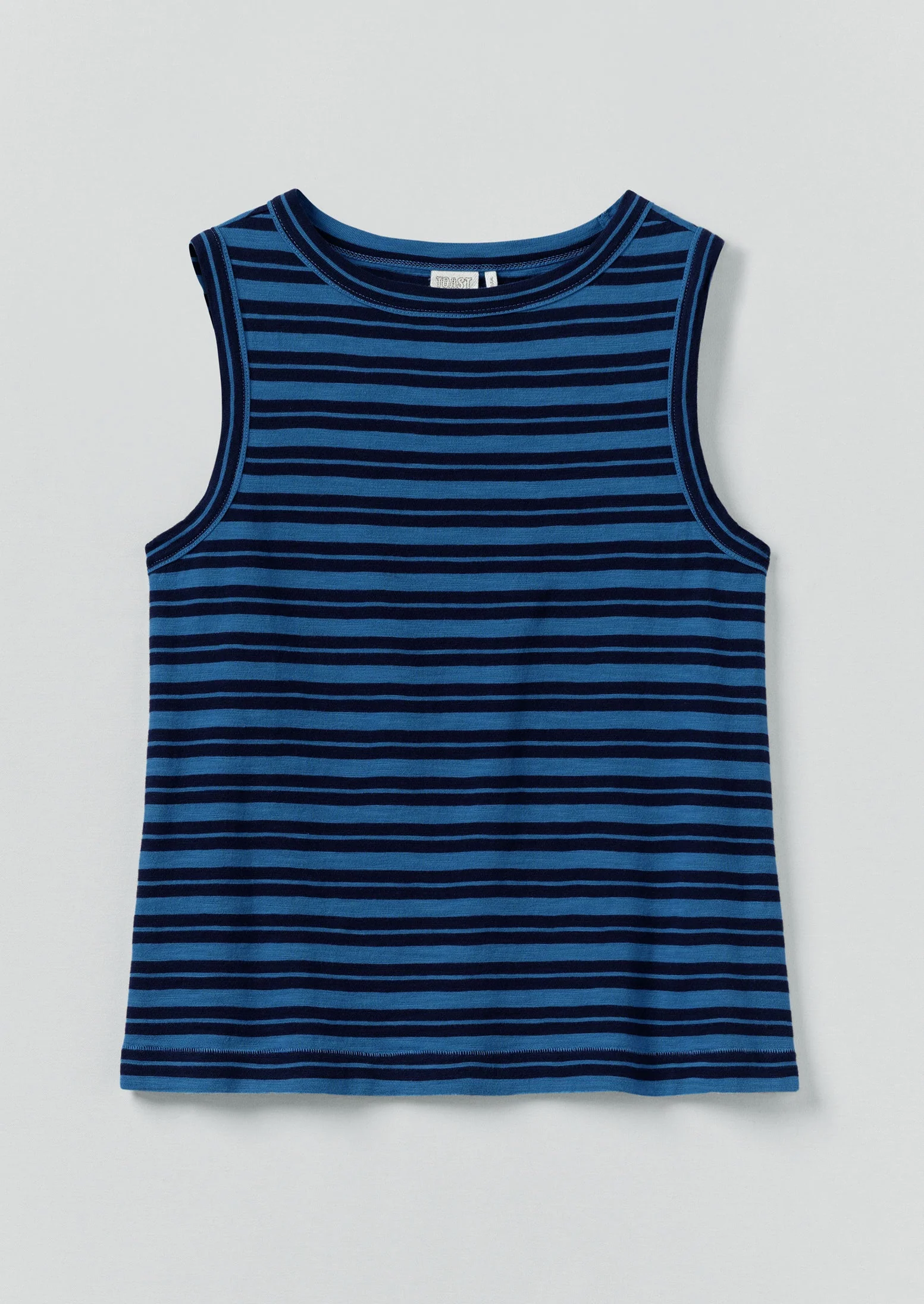 Stripe Cotton Tank Top | Navy/Celestial Blue