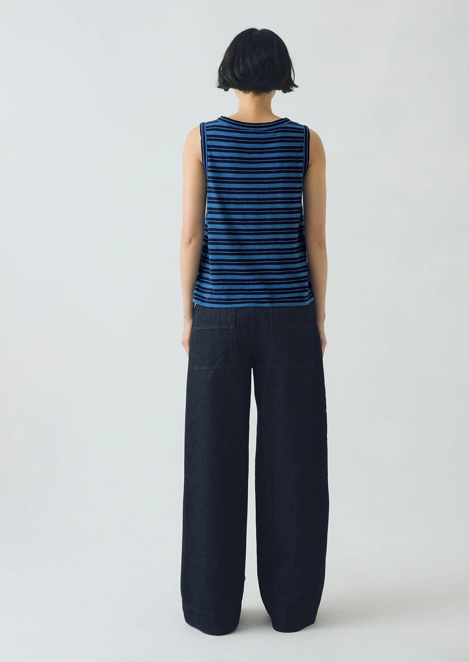 Stripe Cotton Tank Top | Navy/Celestial Blue - Image 4
