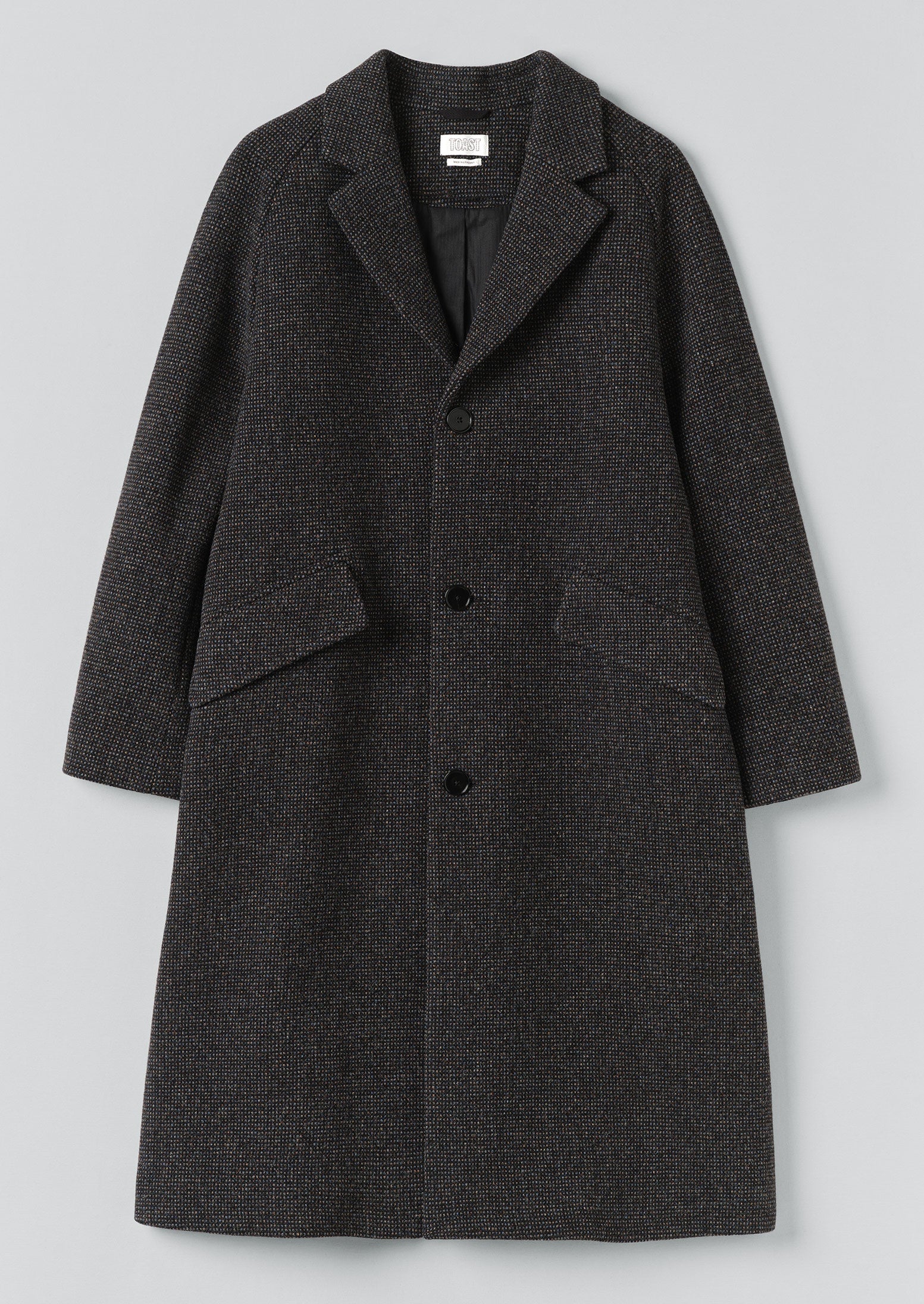 Textured Tweed Wool Overcoat | Iron Grey