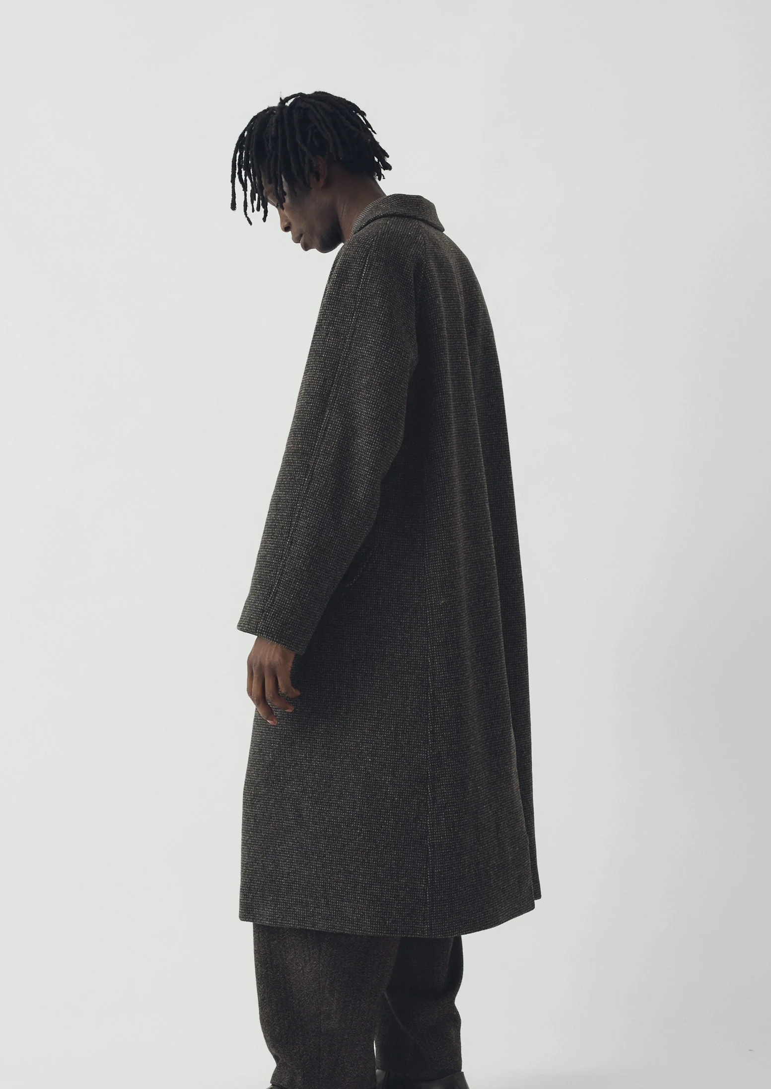 Textured Tweed Wool Overcoat | Iron Grey - Image 3