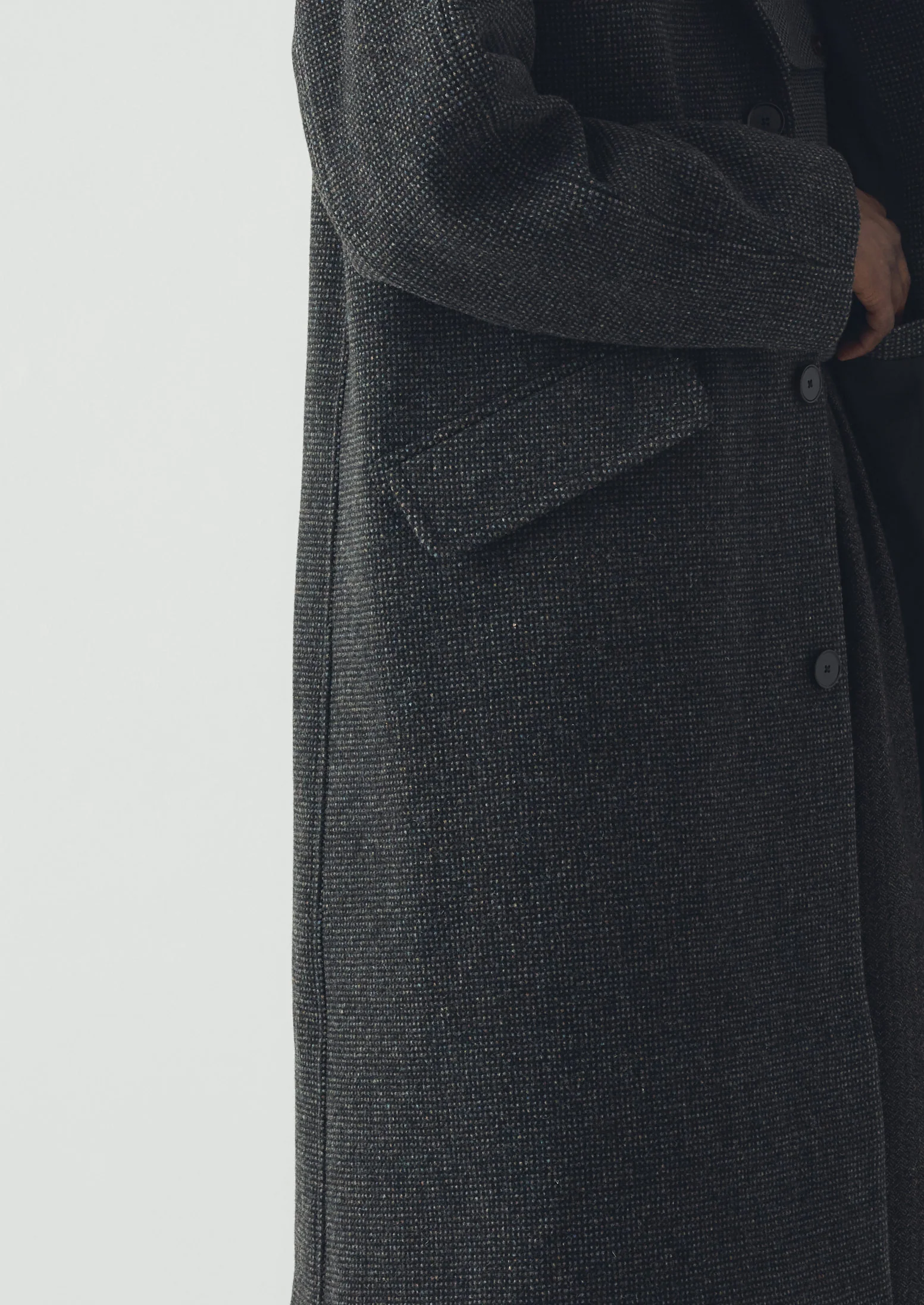 Textured Tweed Wool Overcoat | Iron Grey - Image 5