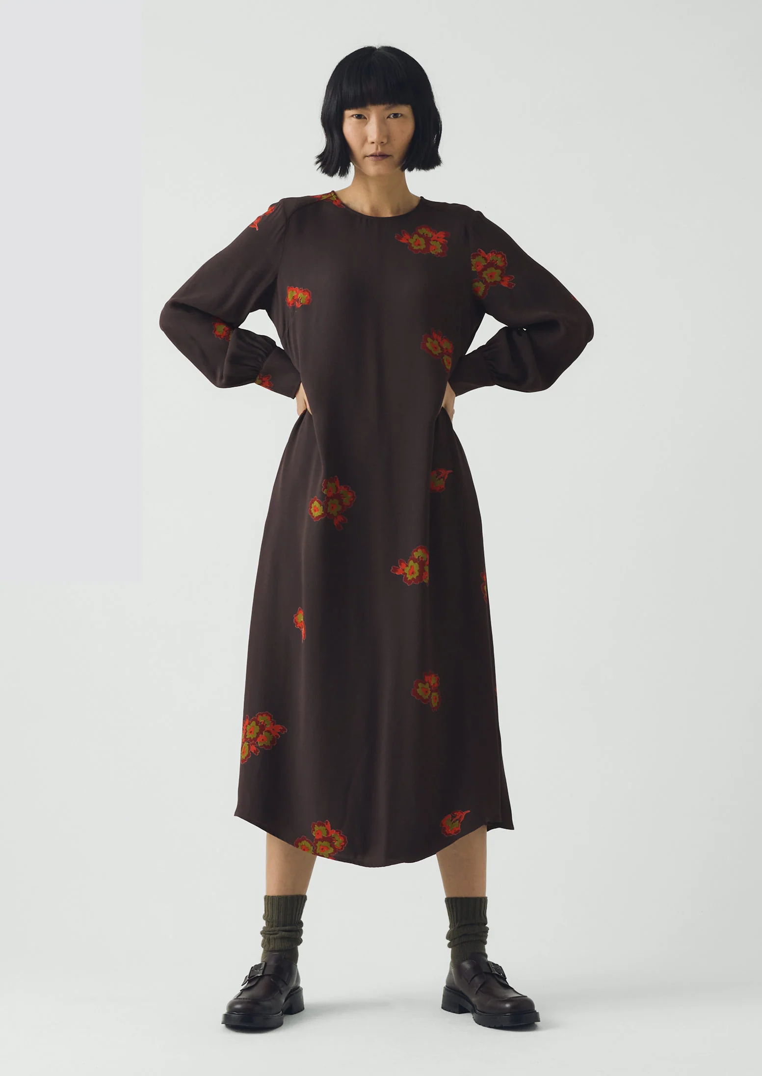 Vespertine Floral Print Column Dress | Slate - Image 4