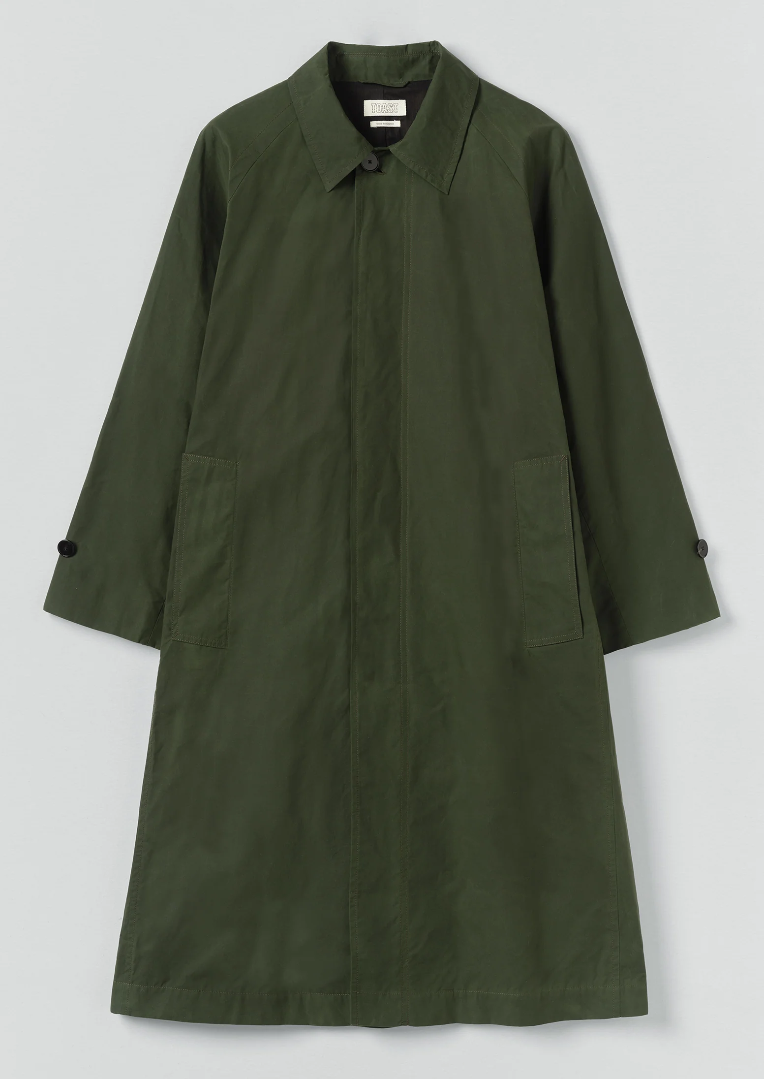 Waxed Cotton Trench Coat | Forest Green