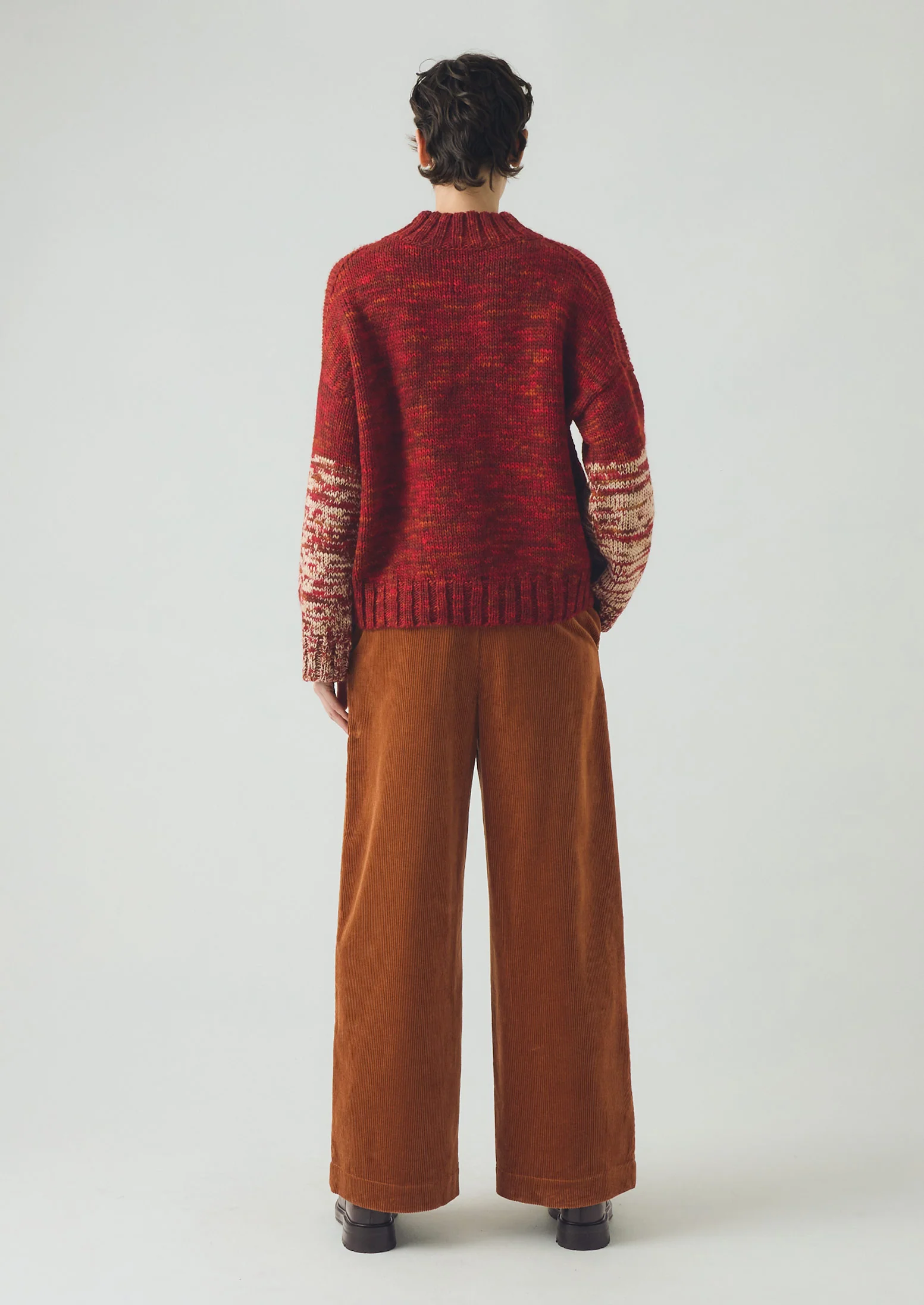 Wide Leg Organic Cord Trousers | Burnt Sienna - Image 3