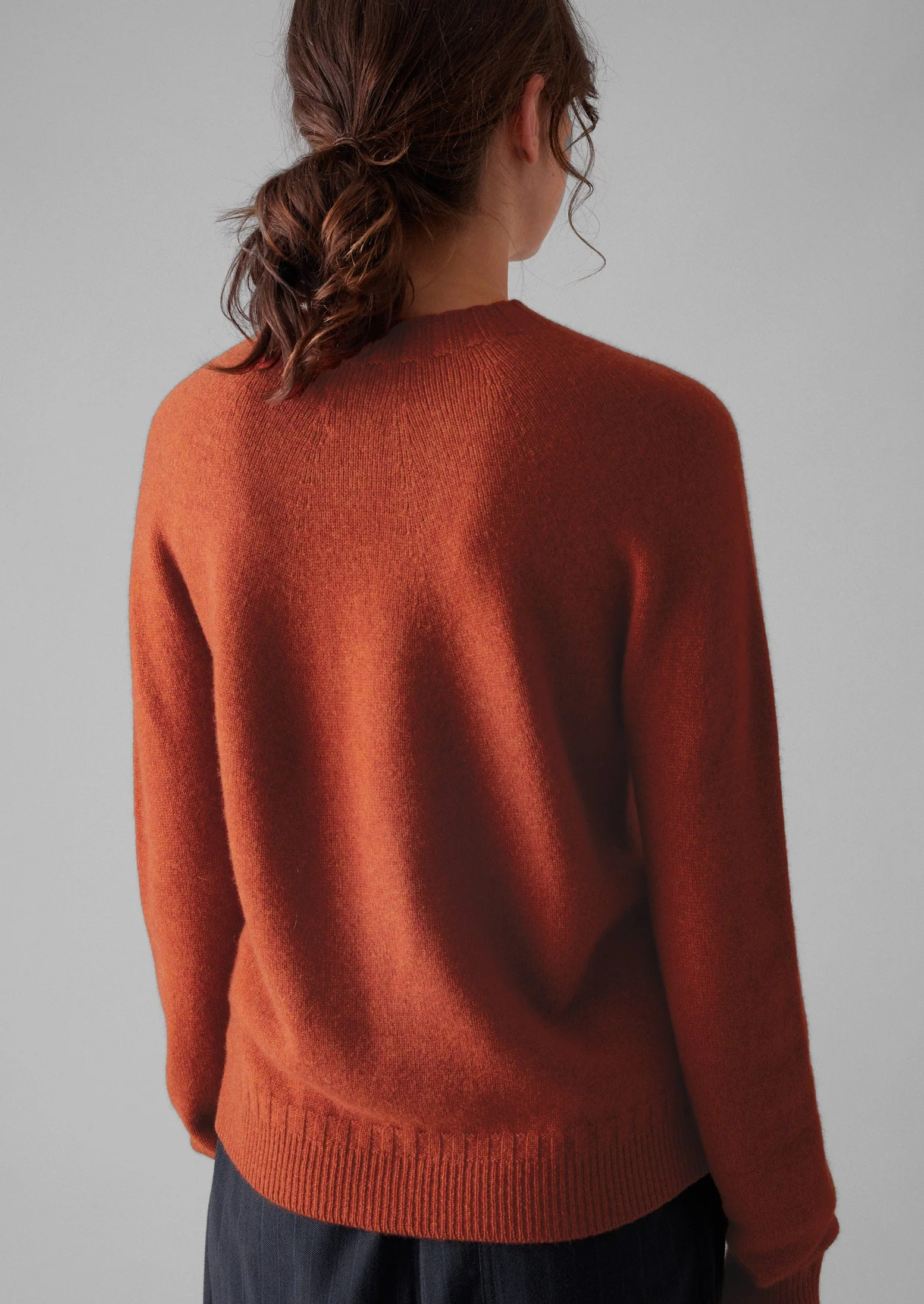 Wool Cashmere Crew Neck Sweater | Terracotta - Image 4