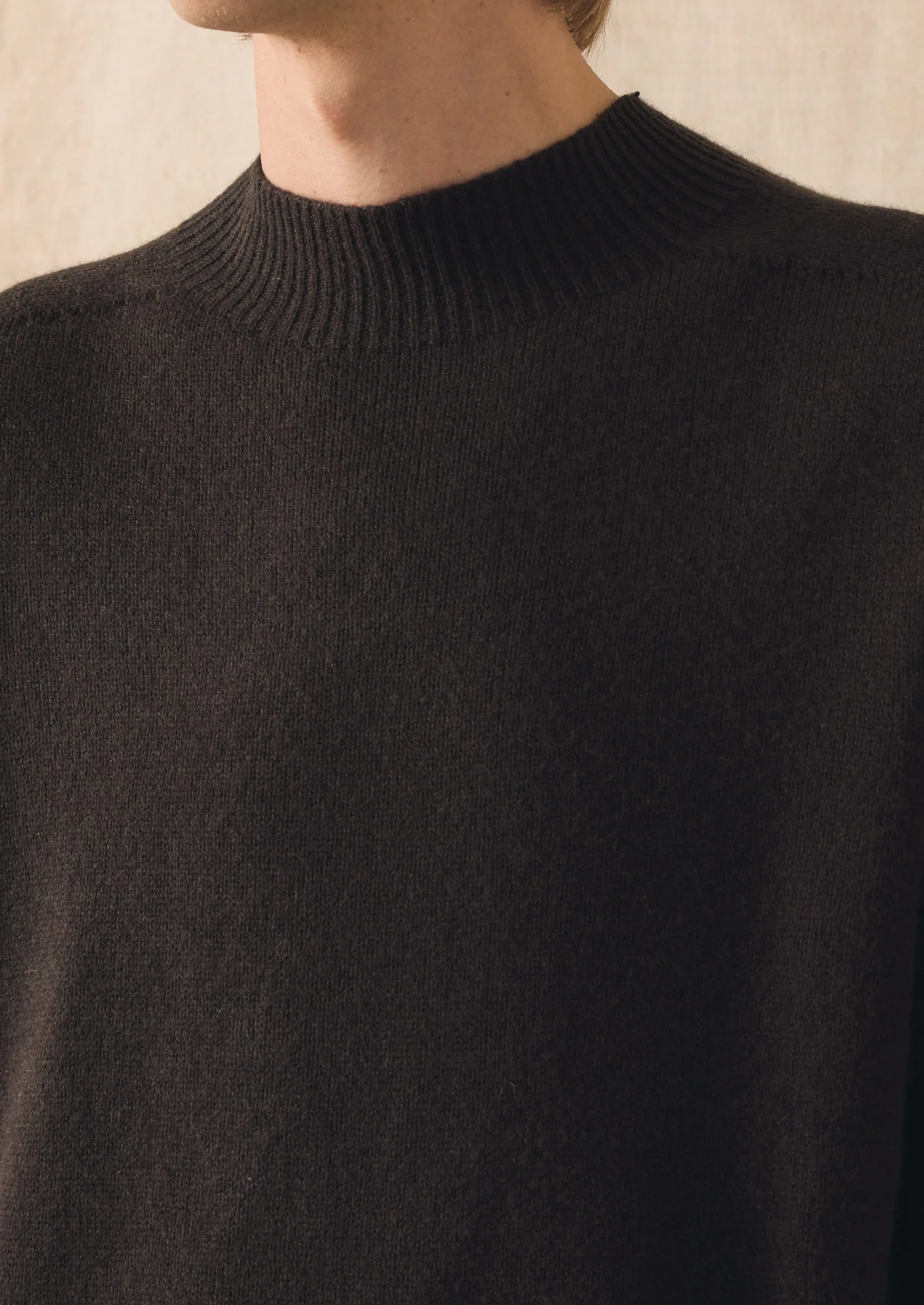 Wool Cashmere High Neck Sweater | Brown Umber - Image 3