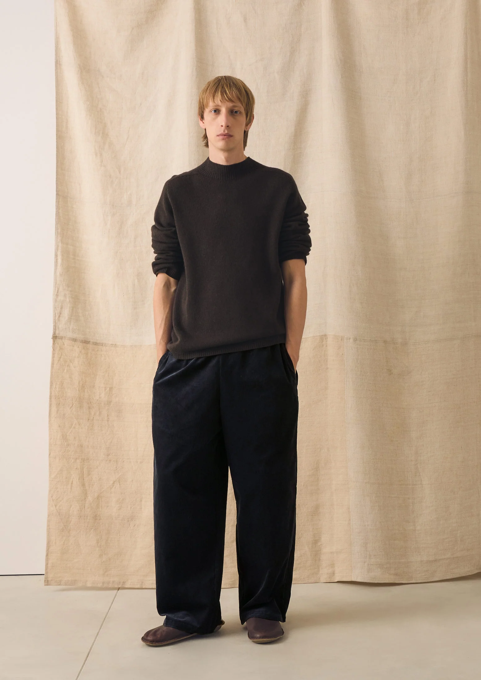 Wool Cashmere High Neck Sweater | Brown Umber - Image 6