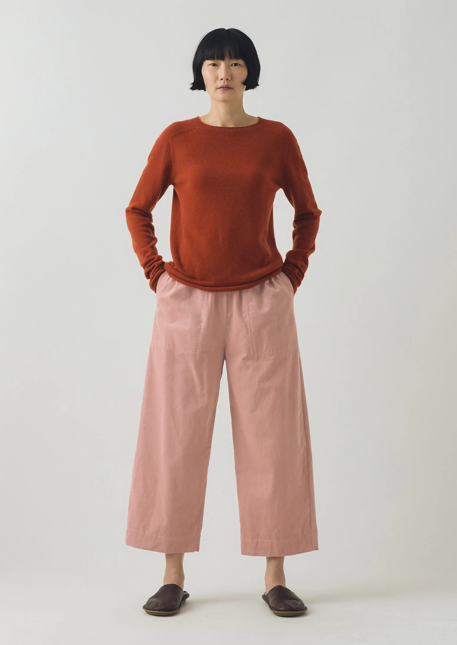 Wool Cashmere Neat Sweater | Burnt Sienna - Image 3