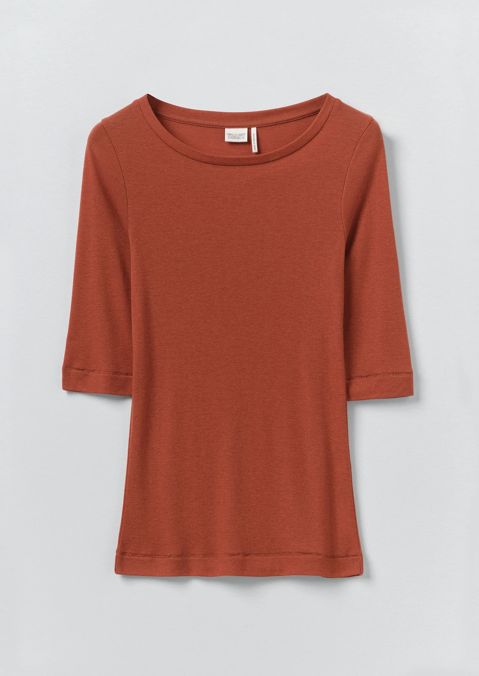 Wool Lyocell Scoop Neck Tee | Russet Brown