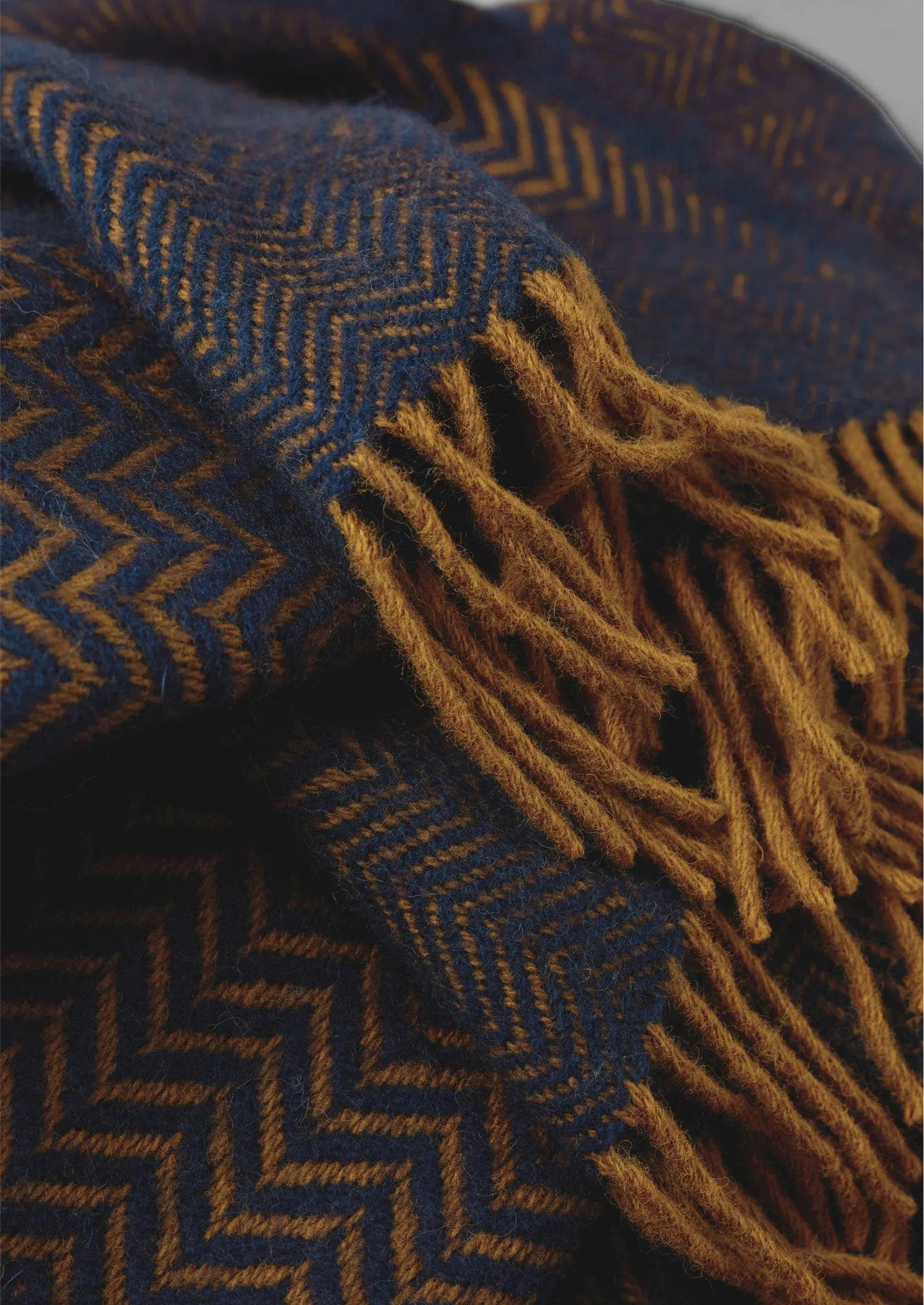 Zig Zag Wool Blanket | Navy/Caramel - Image 4
